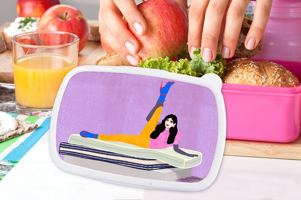 (2-tlg), Vintage Pastell, Kunststoff, MuchoWow für Kunststoff Lunchbox Brotdose - - Kinder, Snackbox, Mädchen, Frau Erwachsene, Brotbox rosa