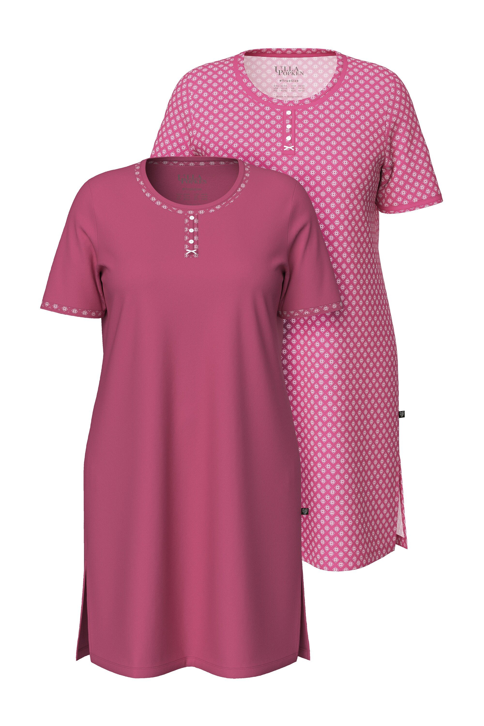 Ulla Popken Bigshirt Bigshirts 2er-Pack Muster/uni Rundhals Halbarm günstig online kaufen