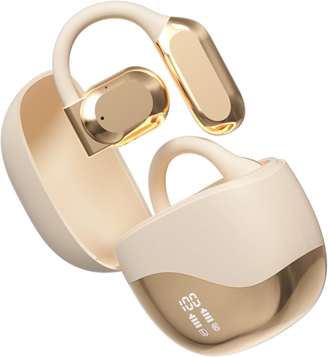 FELIXLEO AI Übersetzer Ohrhörer 144 Sprachen Echtzeit Open Ear Beige On-Ear-Kopfhörer