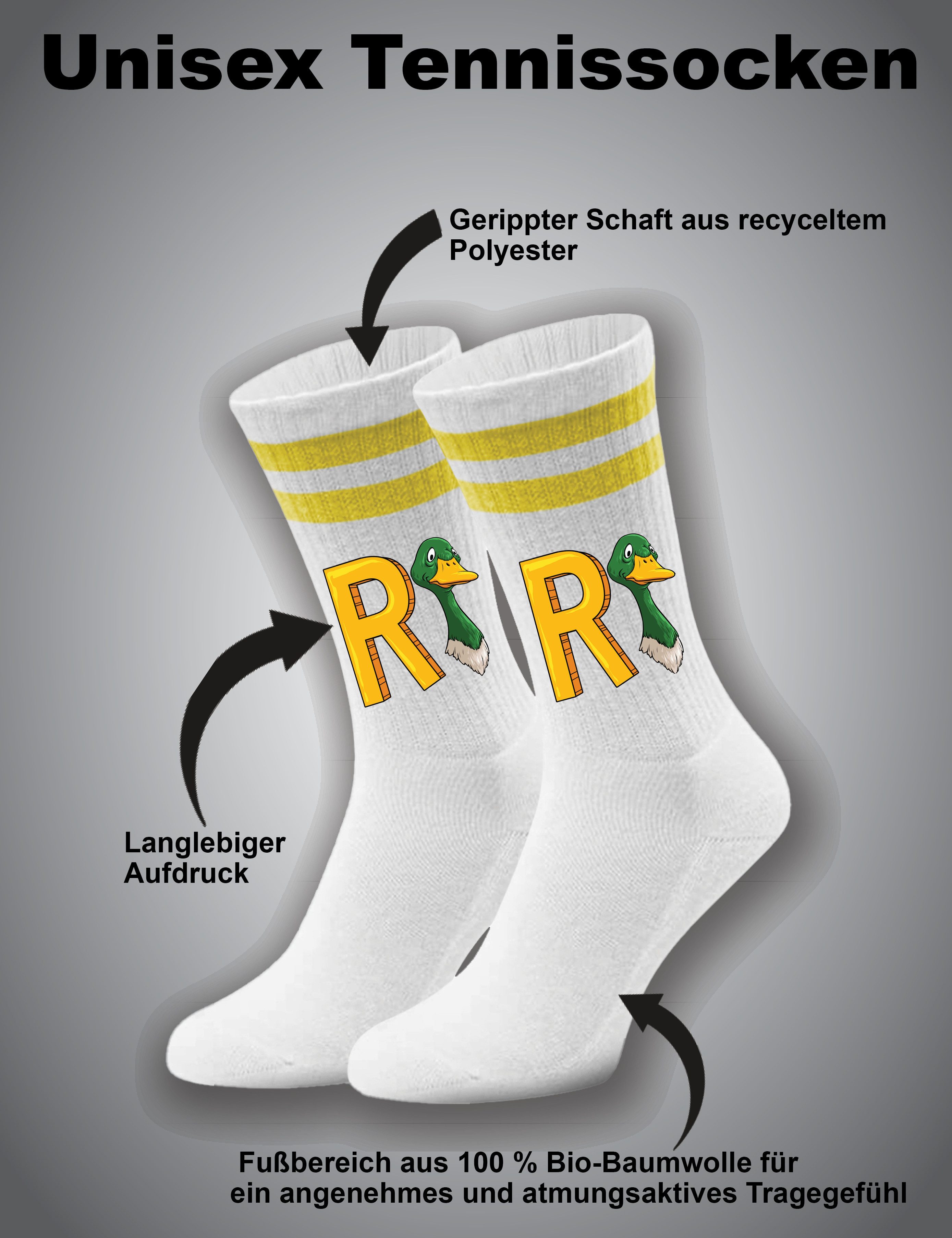 Youth Designz Tennissocken Unisex Socken "RENTE" Aufdruck lustig Geschenk Statement mit verstärkter Verse und Zehenbereich