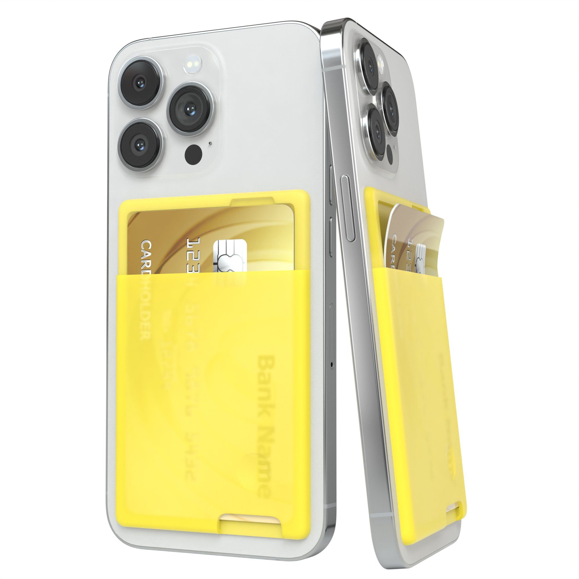 EAZY CASE Smartphone-Hülle Smartphone Cardholder Silicon, Kartenfach Kreditkarten Etui Handyhülle Kartenhalterung Handy Gelb