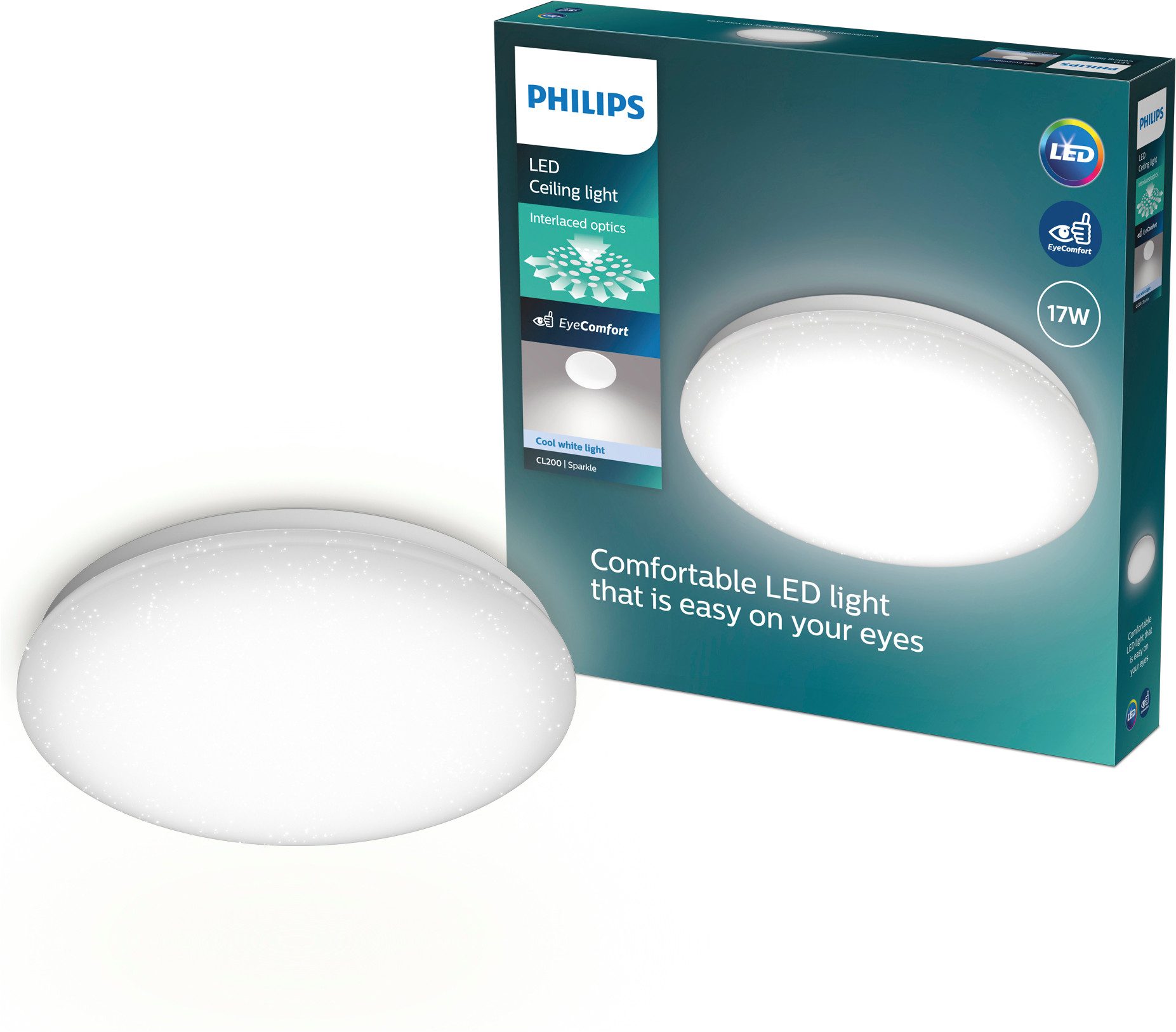 Philips LED Deckenleuchte Moire CL200, kaltweiß (4000K), rund, weiß, LED fest integriert, Kaltweiß, Sternenlichtoptik
