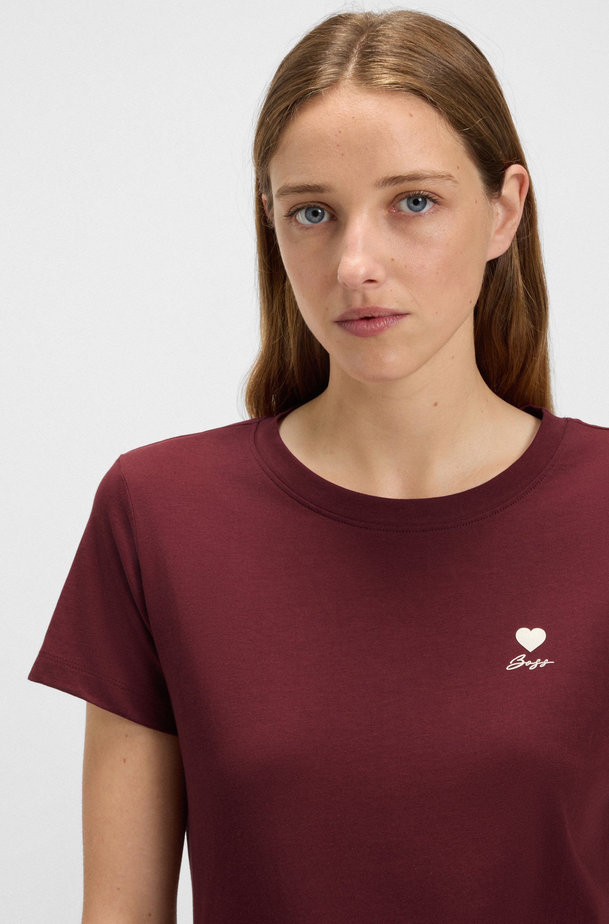 BOSS ORANGE T-Shirt Esogo Premium Damenmode mit Artwork auf der Brust günstig online kaufen