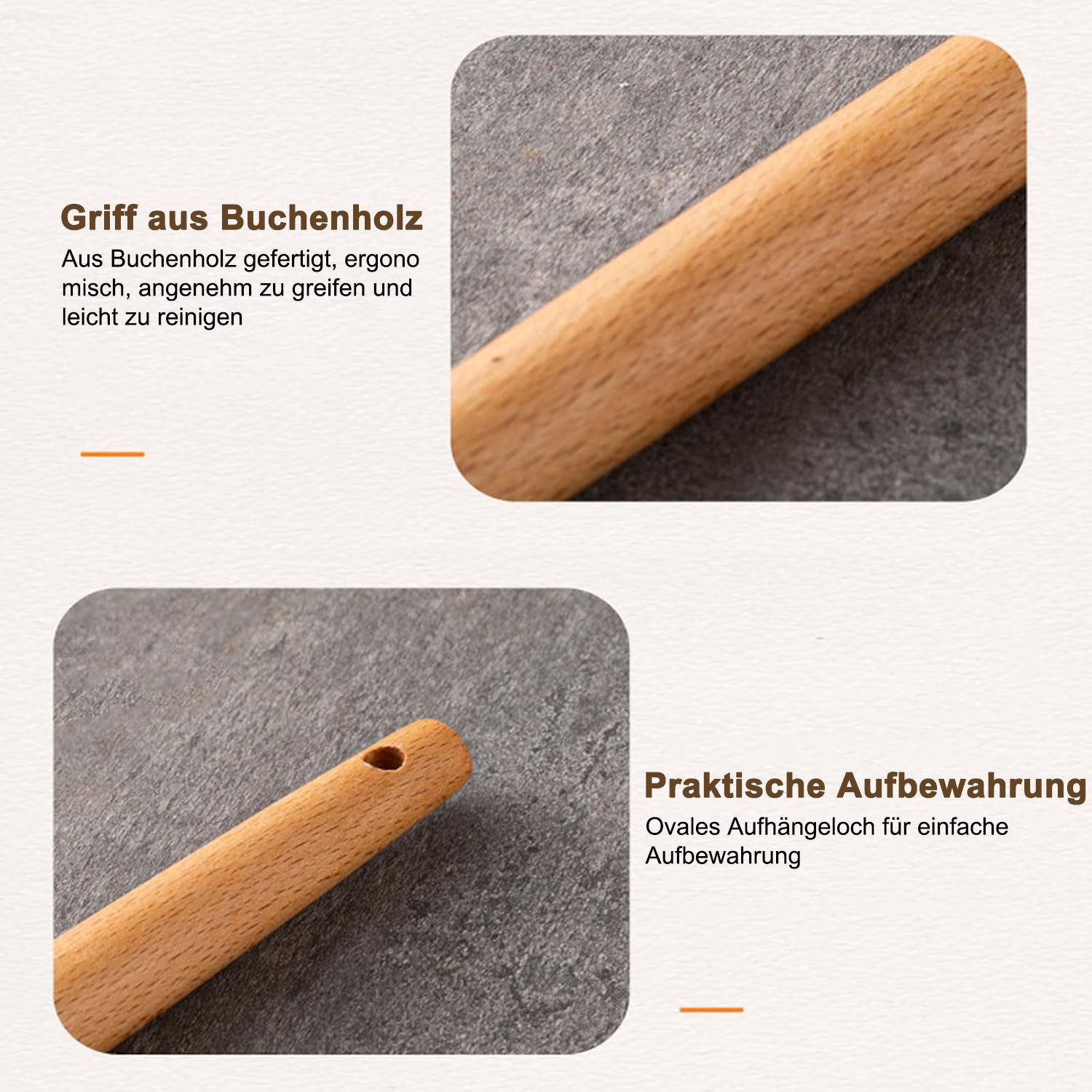 OKWISH Kochbesteck-Set 12er Küchenutensilien Set Küchenhelfer Kochgeschirrset (mit Hitzebeständigem Holzgriff und Aufhängeschlaufe, 12-tlg., Kochbesteck, Silikon und Holz), BPA-frei für Kochen Braten Schöpfen Mischen und Backen usw