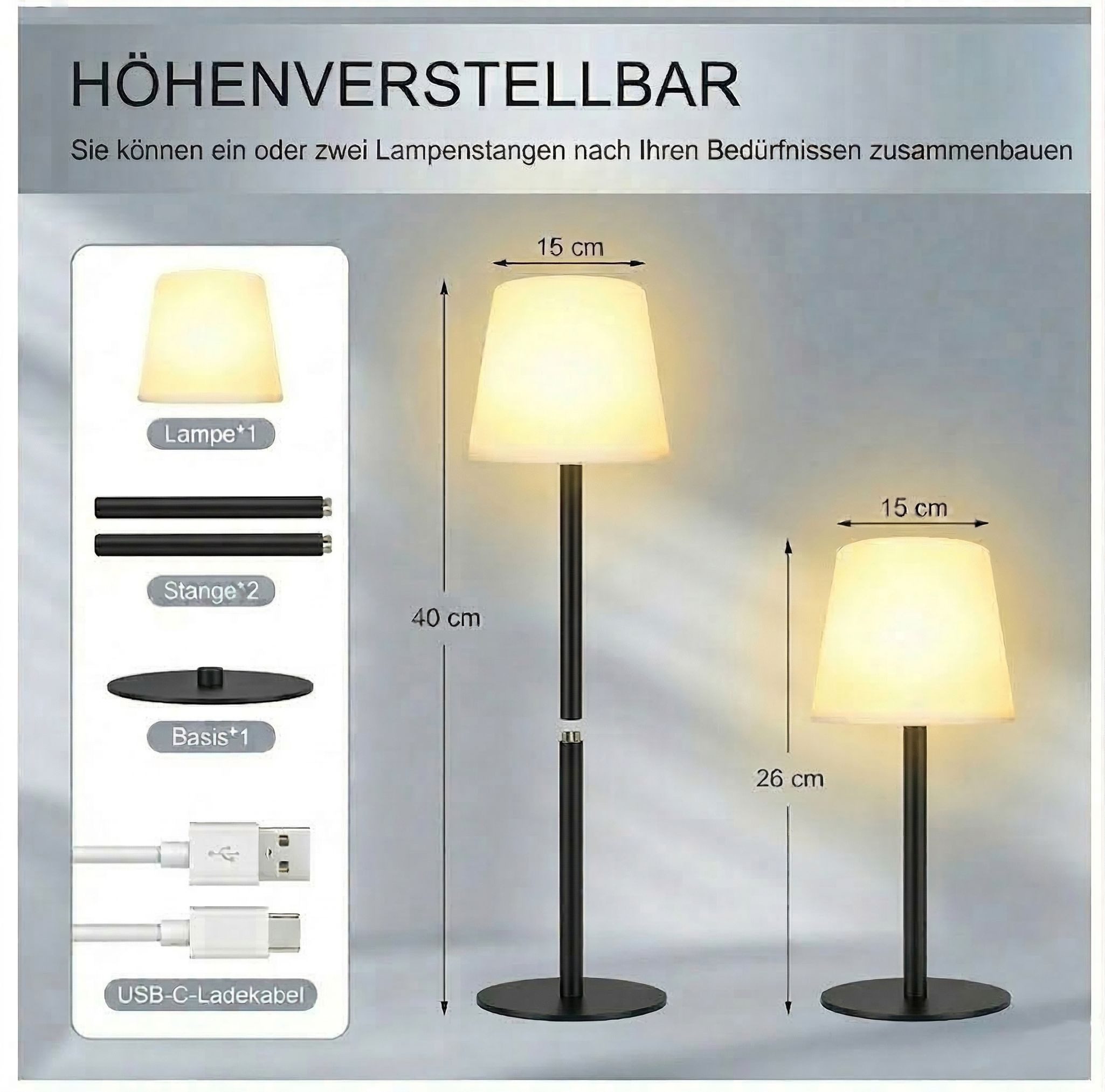 Coen Bakker Deco BV LED Außen-Tischleuchte Akku Tischlampe Multicolor mit 8 Einst. IP44, verschiedene Lichteffekte, LED fest verbaut, Kaltweiß, Warmweiß – Bild 4 von 5