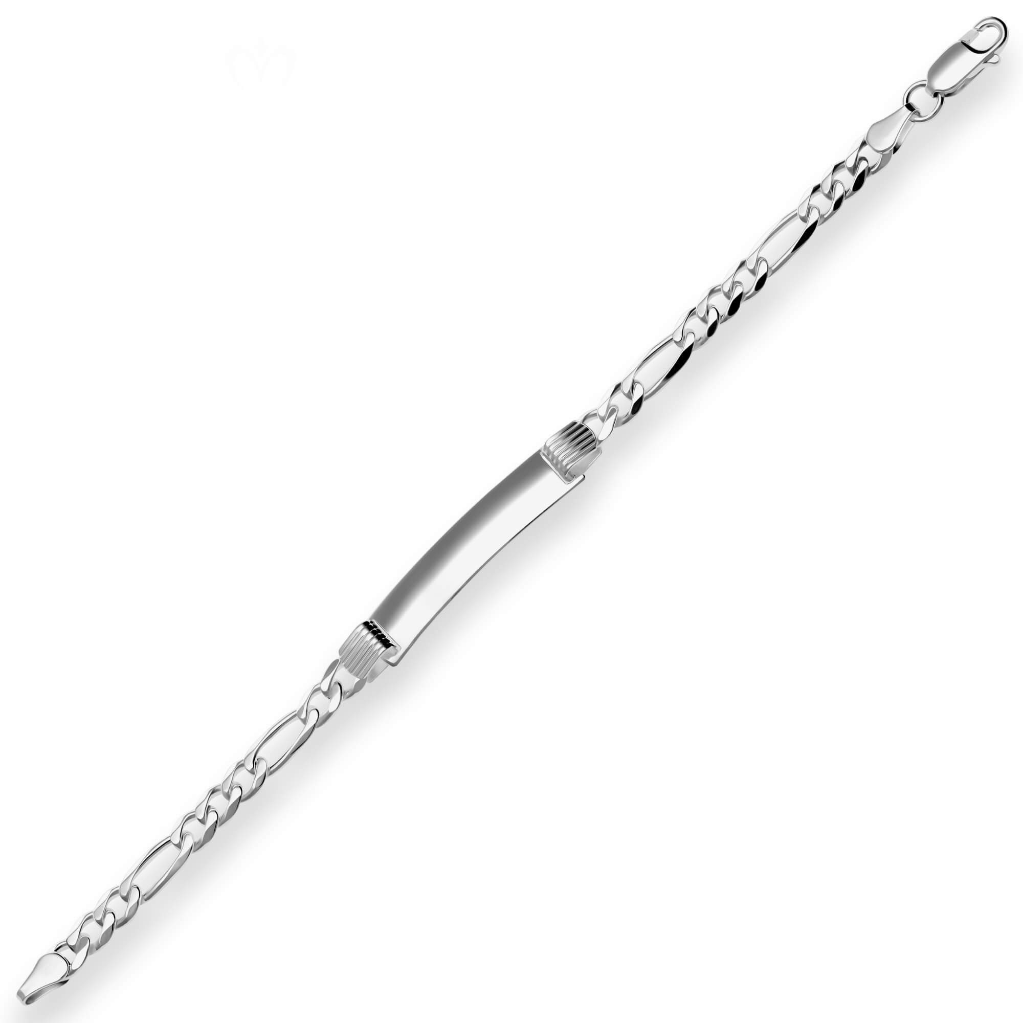 Silberarmband 5,7mm Id-Armband Figarokette aus 925 Silber rhodiniert 23cm