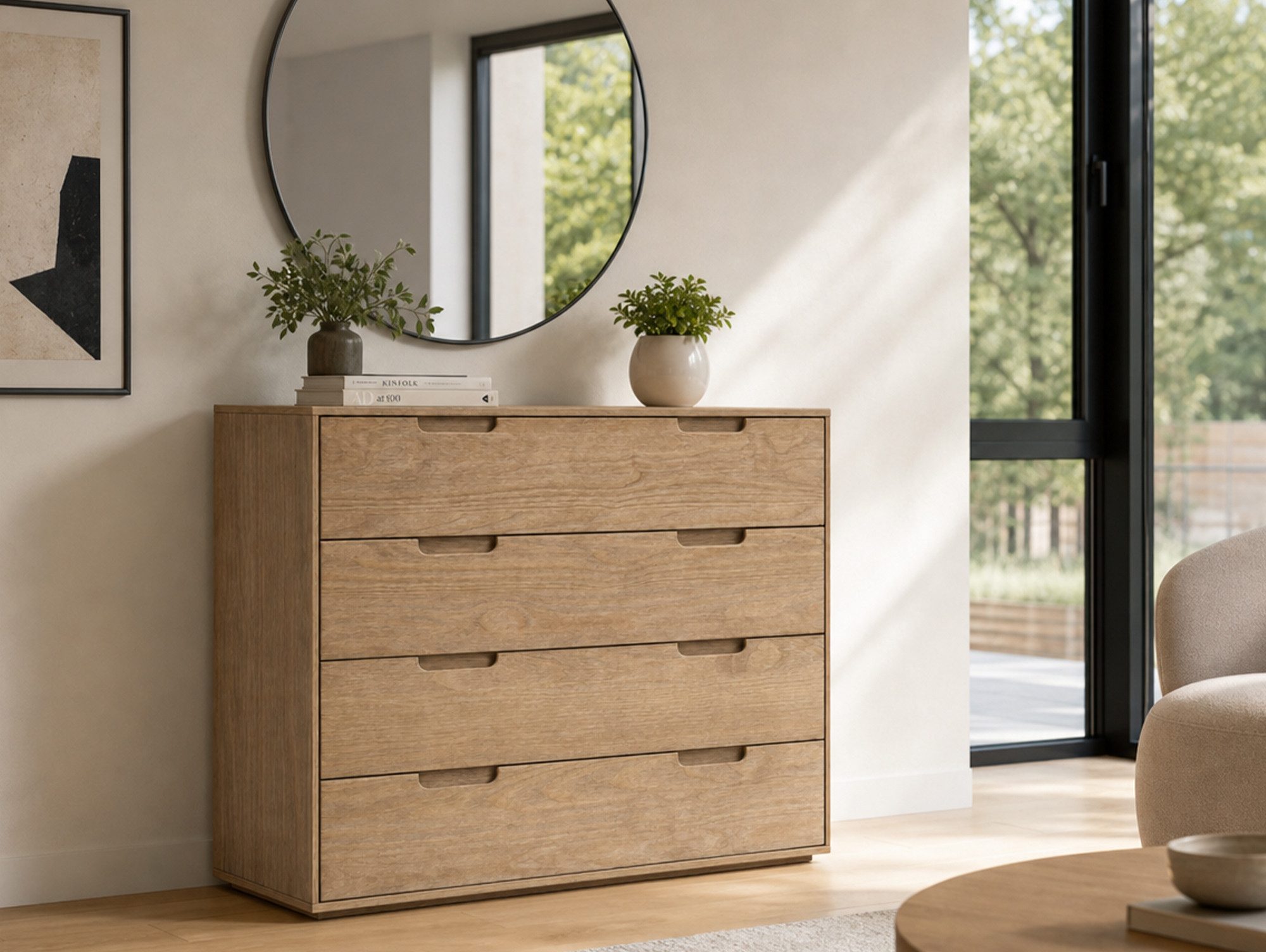 Moebel-Eins Kommode, NESTRA Kommode, Material Massivholz, Kiefer eichefarbig