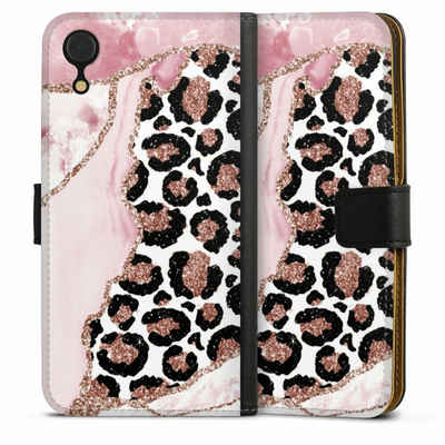 DeinDesign Handyhülle Leopard Glitzer Look Marmor Patterns and Textures Smooth Pink, Apple iPhone Xr Hülle Handy Flip Case Wallet Cover Handytasche Leder