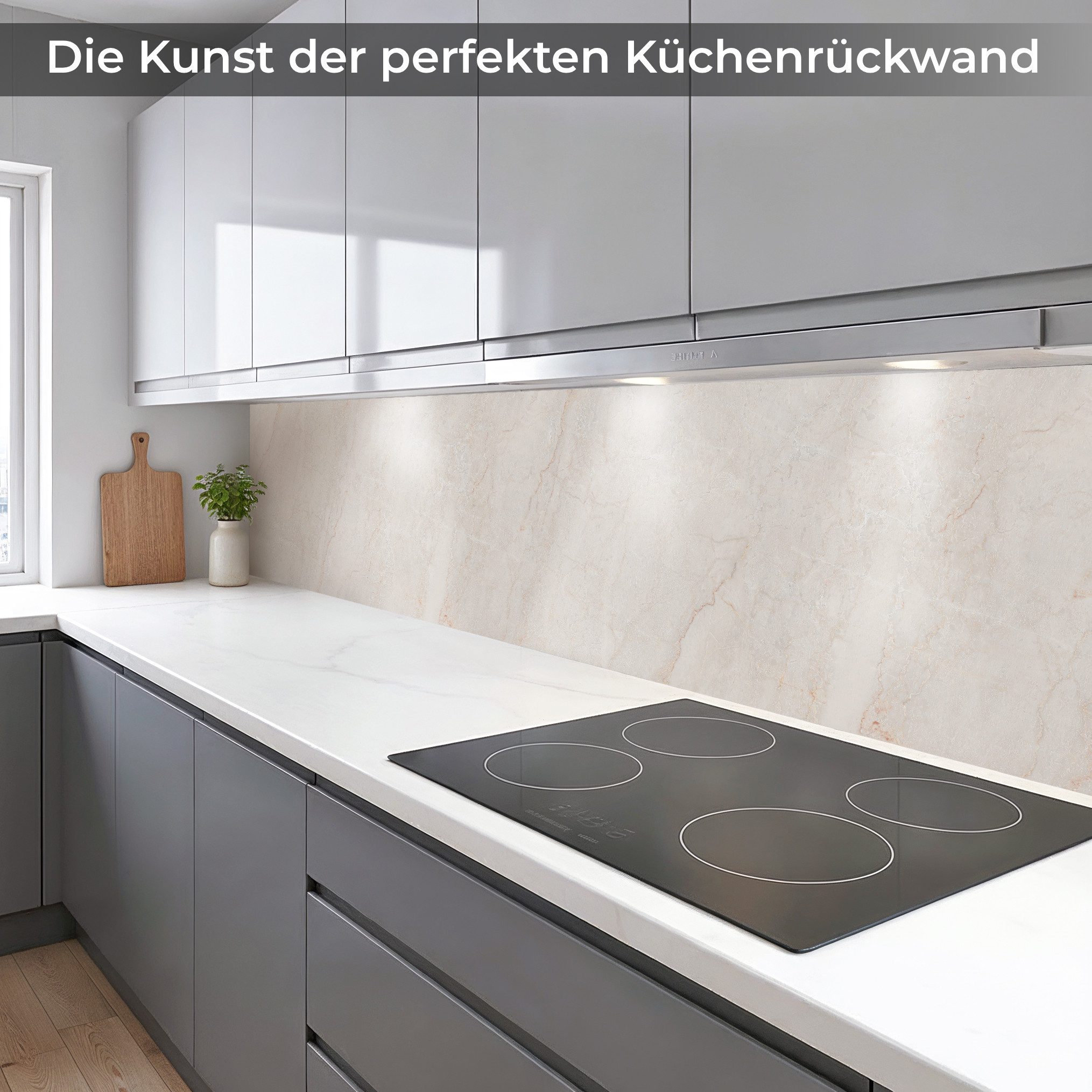 Rodnik Küchenrückwand Marmor Creme Beige, monolithische ABS-Platte mit Direktdruck, formstabil und langlebig