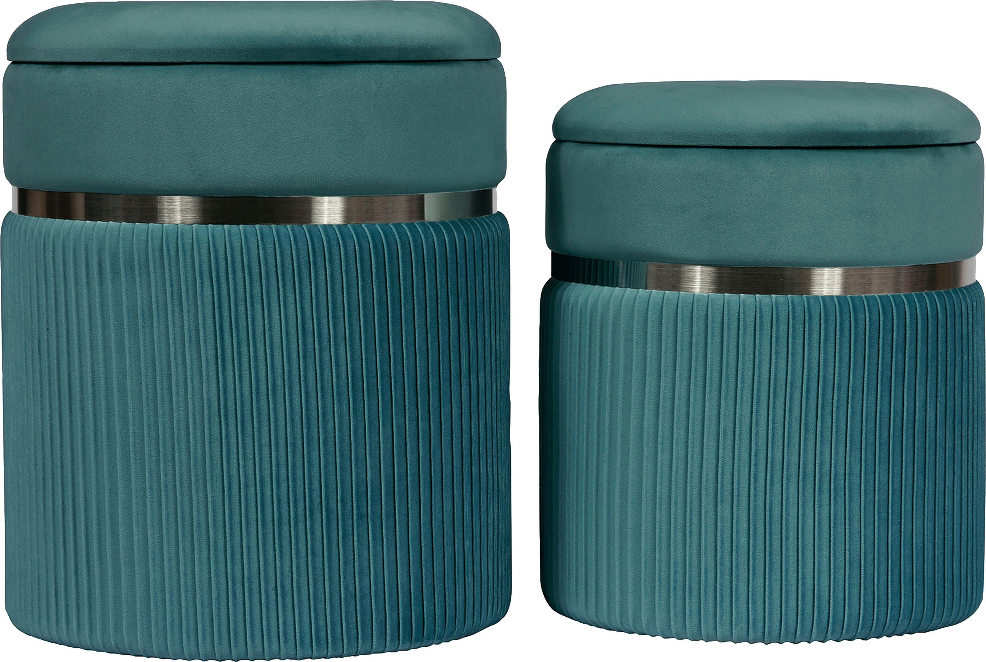 Polstergarnitur Hocker Zora 325 2er-Set, samtweicher Stoffbezug,runde elegante Form