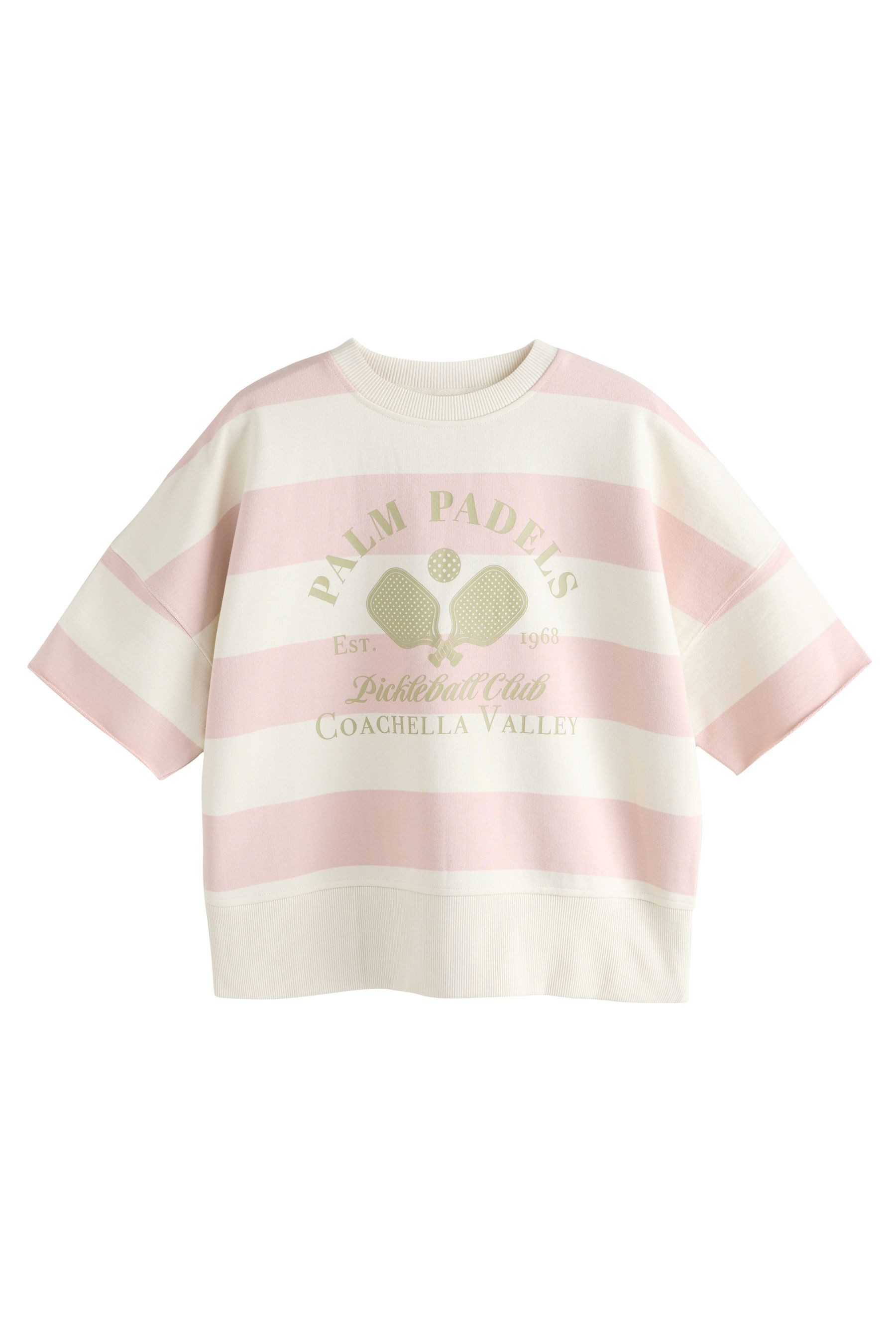 Next Sweater Gestreiftes Padel-Sweatshirt mit kurzen Ärmeln (1-tlg)
