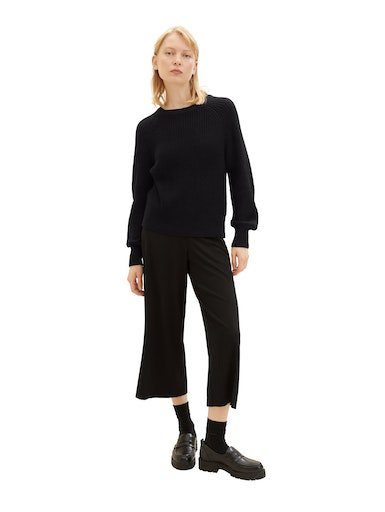 mit deep black Strickpullover TOM Denim TAILOR Struktur