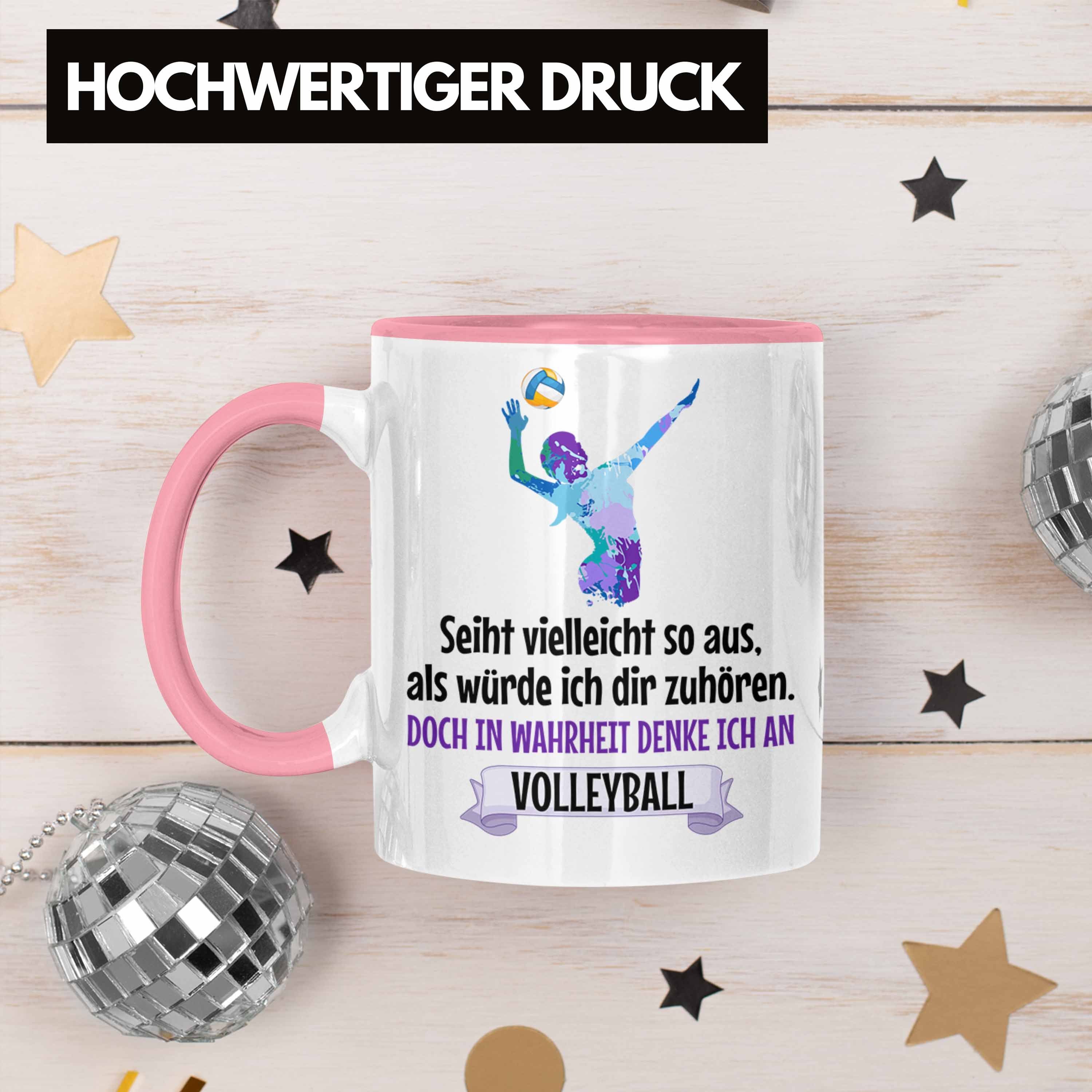 Trendation Herren Volleyball-Spieler Zubehör Kaffee Spielerin Tasse Rosa Mädchen - Geschenk Tasse Coach Trendation Volleyball