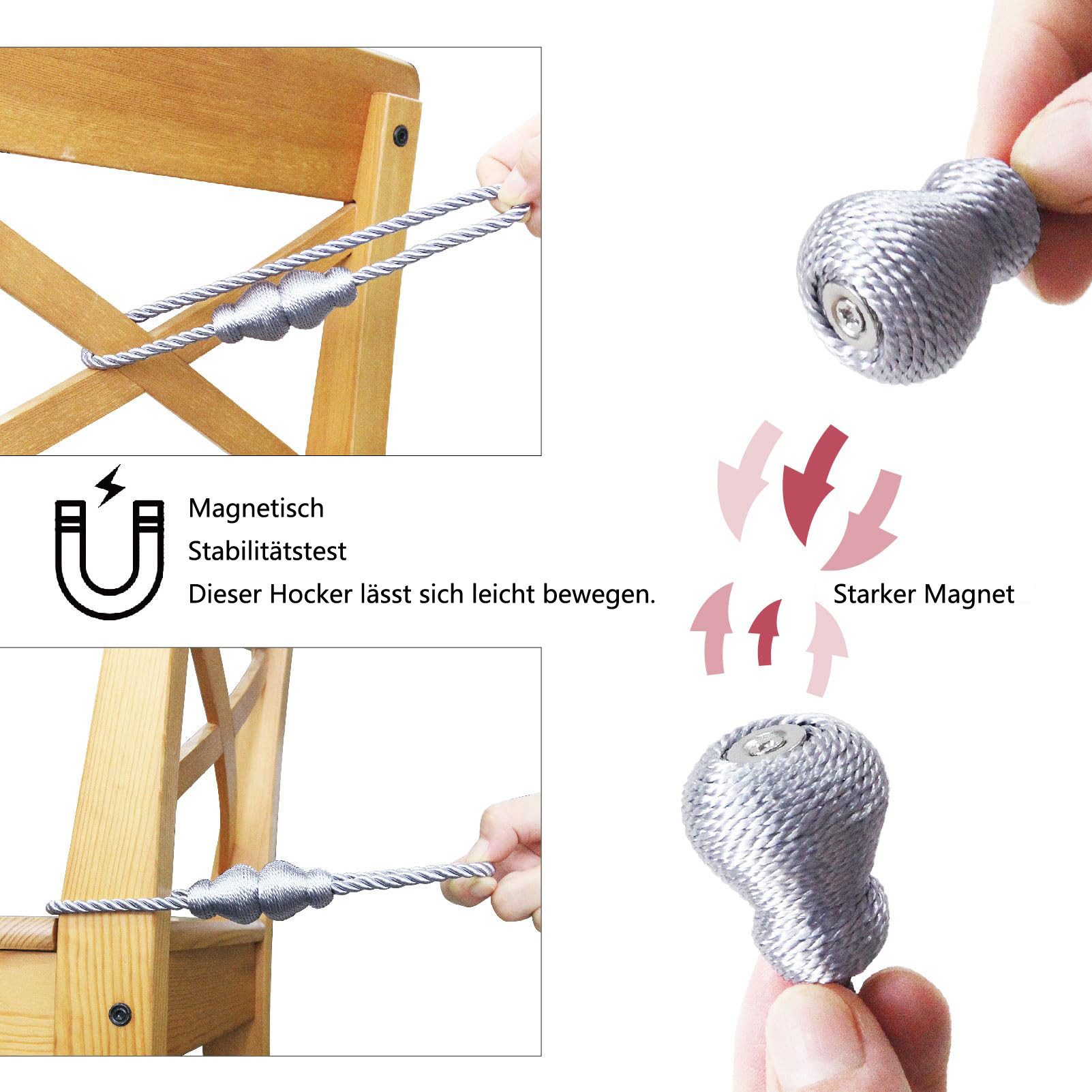 Agger Raffhalter Magnetische Raffhalter 2 Stück für Vorhänge – Dekorative Seil, (2-tlg), Raffhalter mit Magnetverschluss für Innen- und Außenbereich