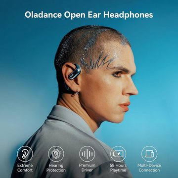 Oladance OWS Pro Open mit Multipoint-Verbindung bis zu 58 StundenWiedergabezeit In-Ear-Kopfhörer (Flexibler Titanbügel und breite Stützfläche für sicheren Halt den ganzen Tag., inklusive Ladehülle, hochwertige 23 * 10mm Treiber)