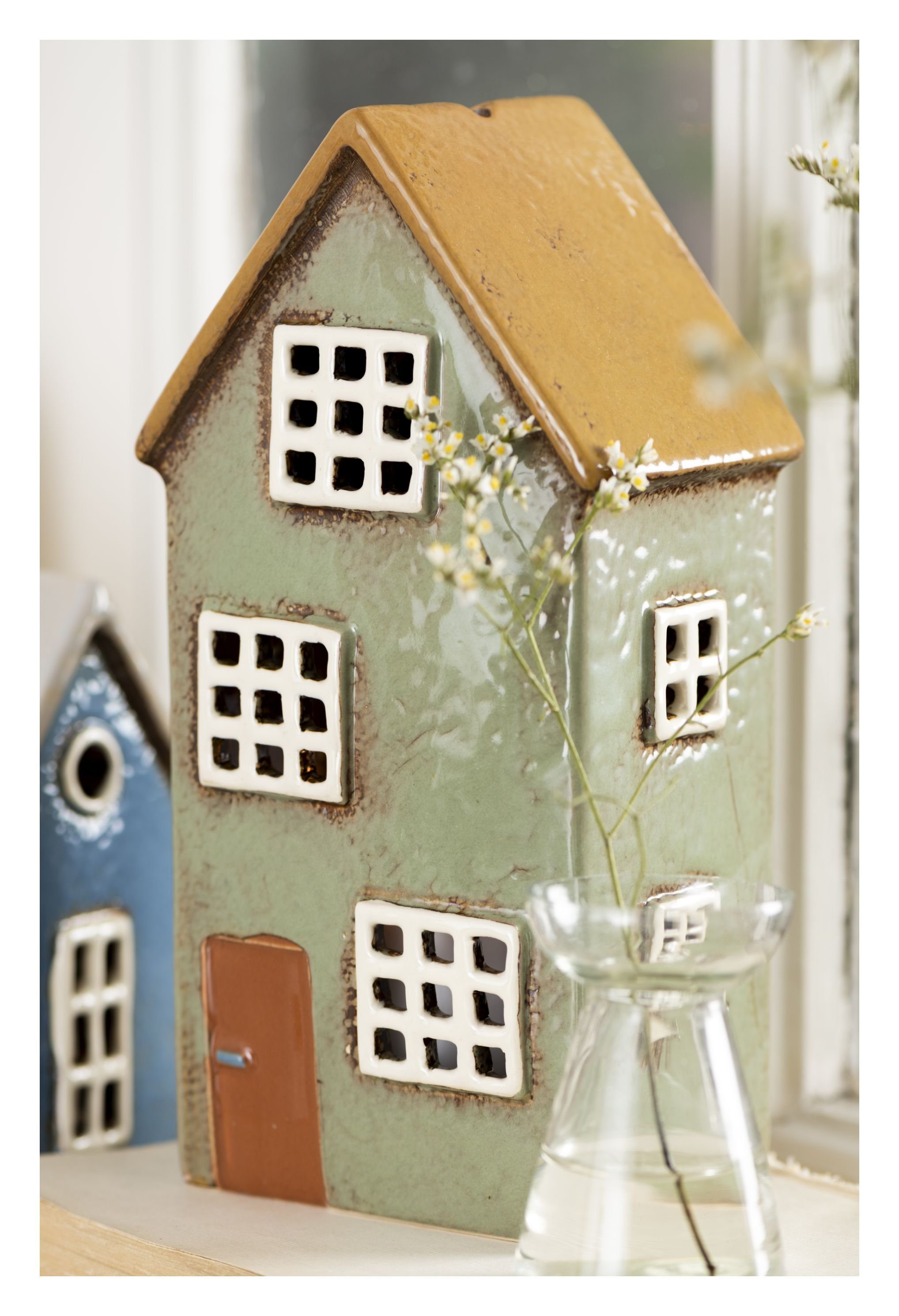 Kerzenhalter Lichterhaus Teelichthalter Teelichthaus Windlicht Haus H21cm Ib