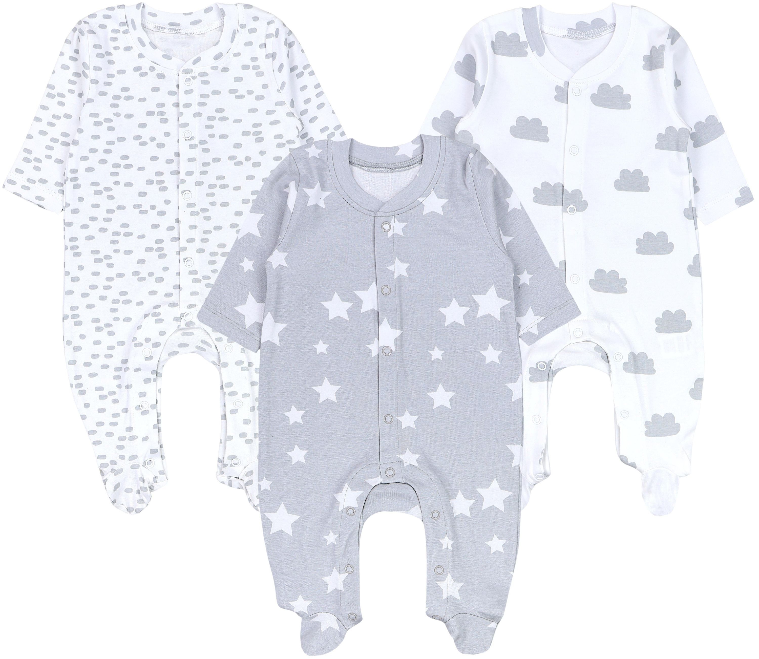 TupTam Schlafoverall Baby Jungen Schlafstrampler Langarm Schlafanzug mit Fuß 3er Pack