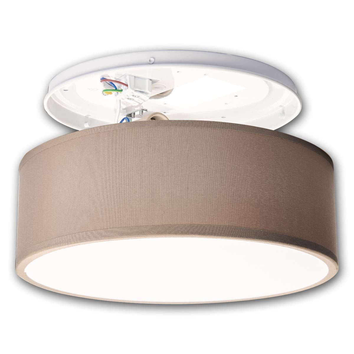 EINLICHT LED Deckenleuchte Deckenleuchte FABRIC Stoff Taupe, Ø30cm, 1x E27