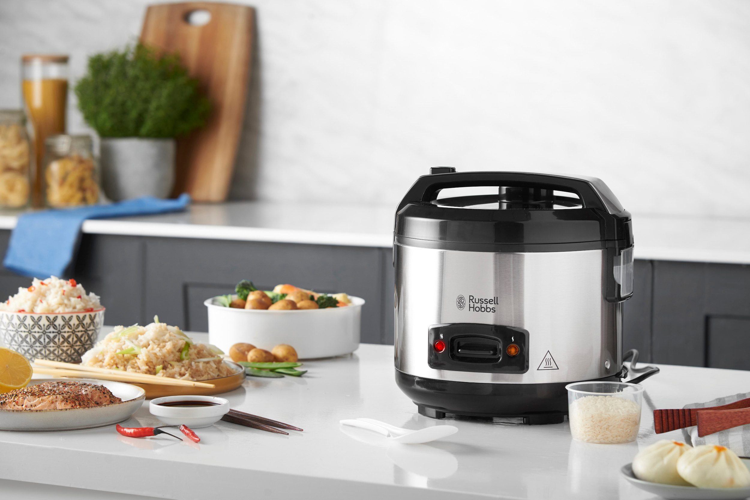 RUSSELL HOBBS Reiskocher RUSSELL HOBBS Reiskocher Dampfgarer 27080-56 Klappdeckel 6 Portionen