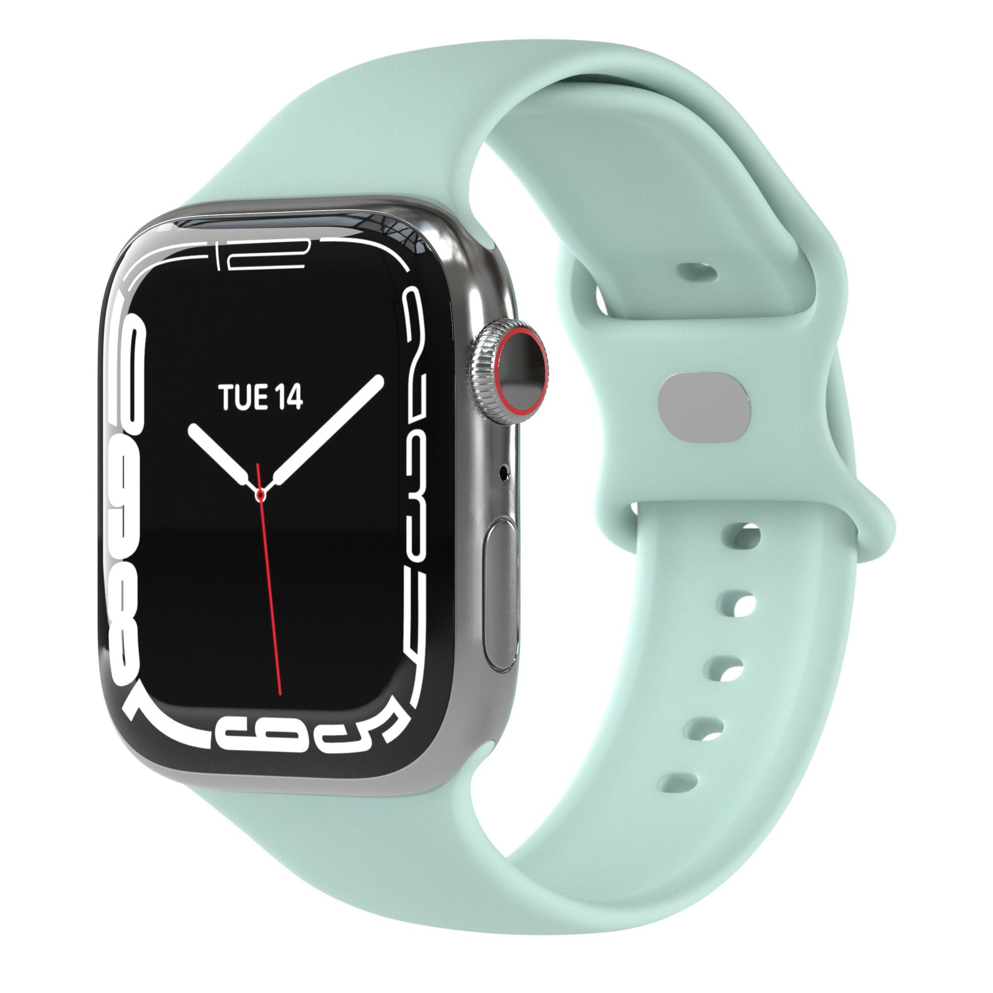 SE Uhrenarmband 5 Mint Silicon 2 3 Mintgrün 6 Herren EAZY Metallknopfverschluss 7 Ultra, 8 Silikon 4 Uhrenband Grün 9 iWatch Damen CASE 1 Sport Armband