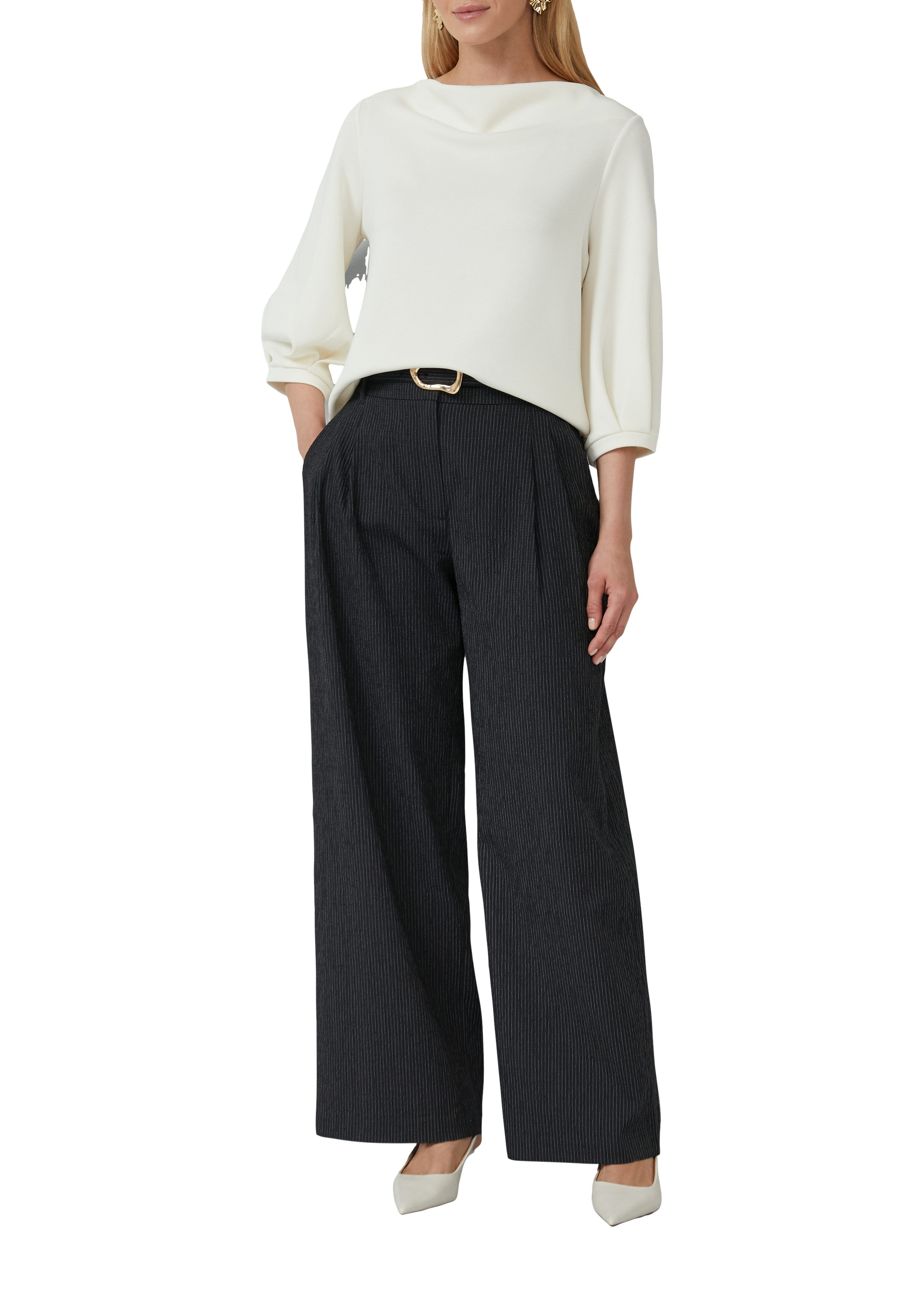 s.Oliver BLACK LABEL Sweatshirt mit Wasserfall Ausschnitt günstig online kaufen