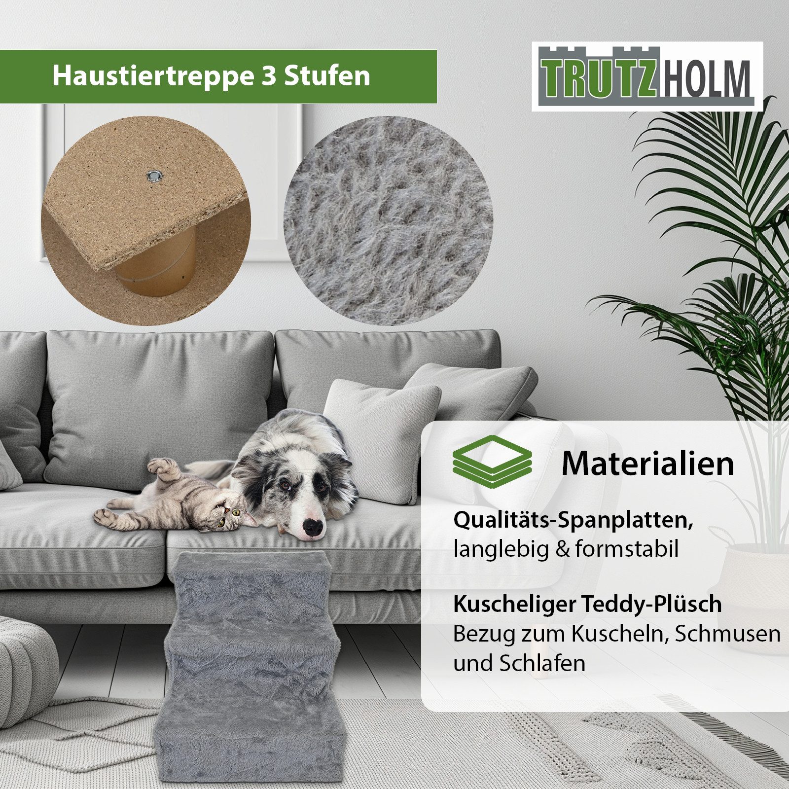 TRUTZHOLM Haustiertreppe Tiertreppe 3 Stufen 46x36x35 günstig online kaufen