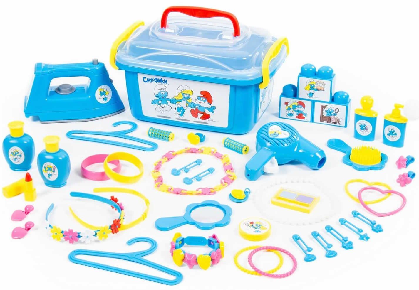 Spielzeug-Frisierkoffer Schmink Beauty-Set 55-tlg. Schlümpfe Smurfs Kinder Spielset in Box