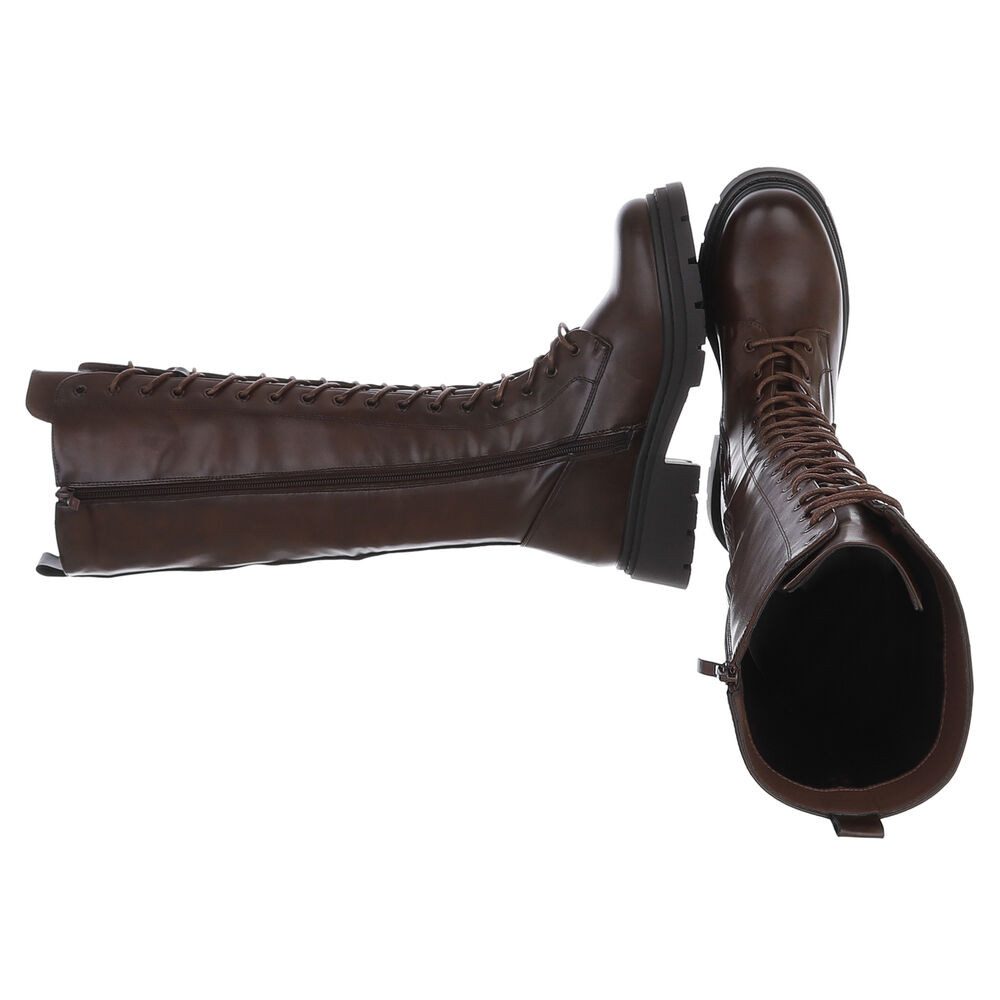 Ital-Design Langer Schnürstiefel für Damen – Komfortabel und stilvoll Plate günstig online kaufen