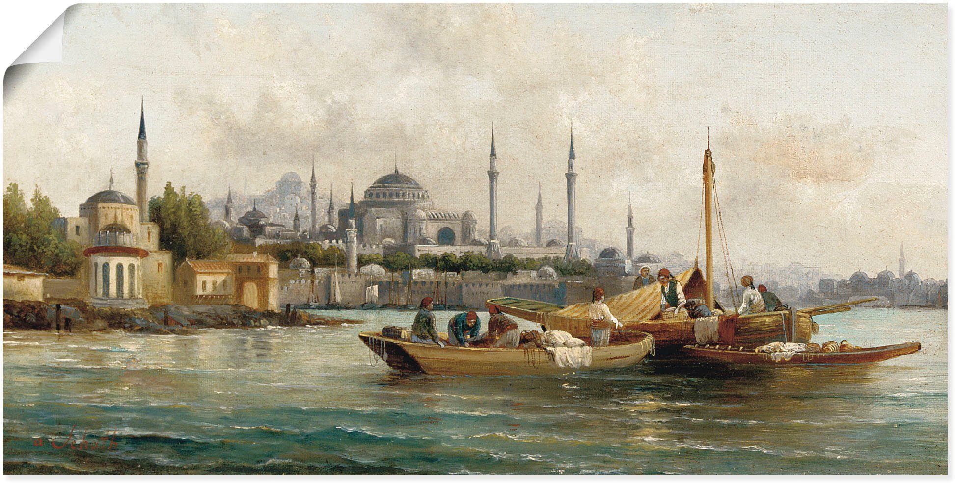 Artland Wandbild Handelsschiffe vor Hagia Sophia, Boote & Schiffe (1 St), als Leinwandbild, Wandaufkleber oder Poster in versch. Größen