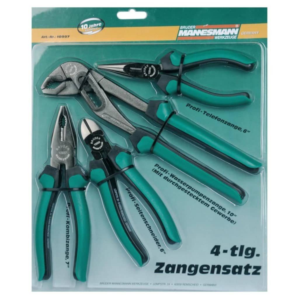 10997 Mannesmann Brüder Zangenset Zangen-Set Werkzeuge Stahl vierteiliges