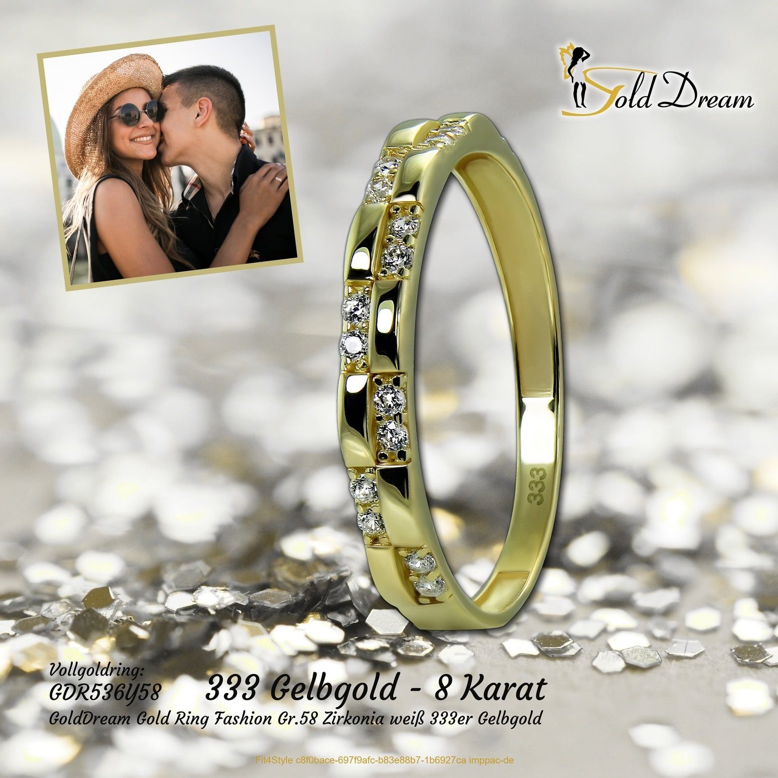 Gold GoldDream Echtgold, Goldring GoldDream weiß gold, (Fingerring), Ring 333er Fashion Damen Ring Gr.58 Gelbgold Fashion