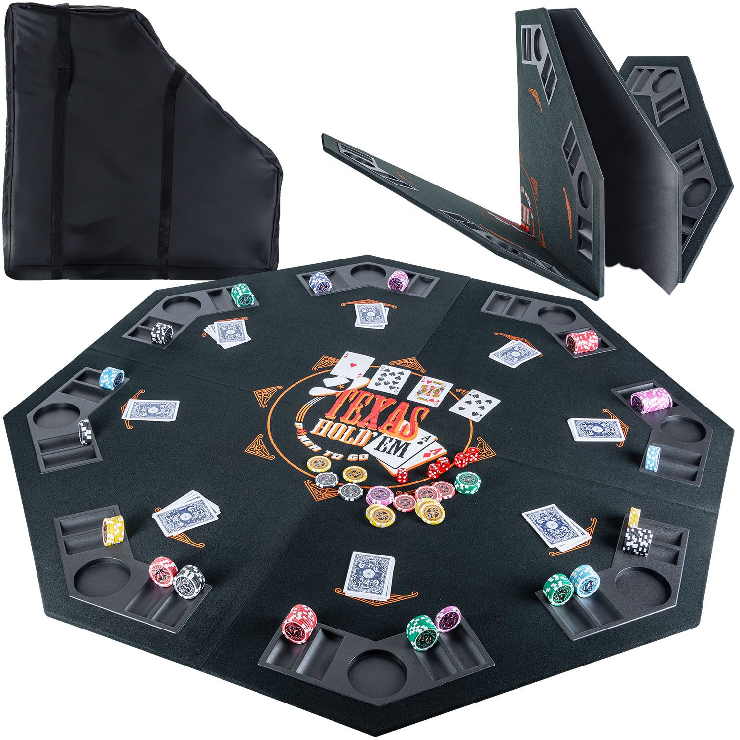 Goods+Gadgets Spiel GOODS+GADGETS Faltbare Poker Tischauflage 120x120 cm für 8 Spieler, Pokertisch, Pokerauflage