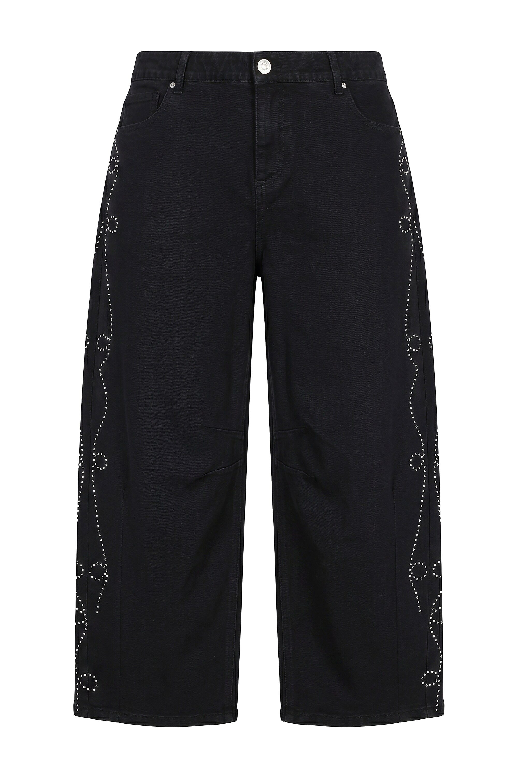 Regular-fit-Jeans Barreljeans Ballon Legs Ziernieten-Muster