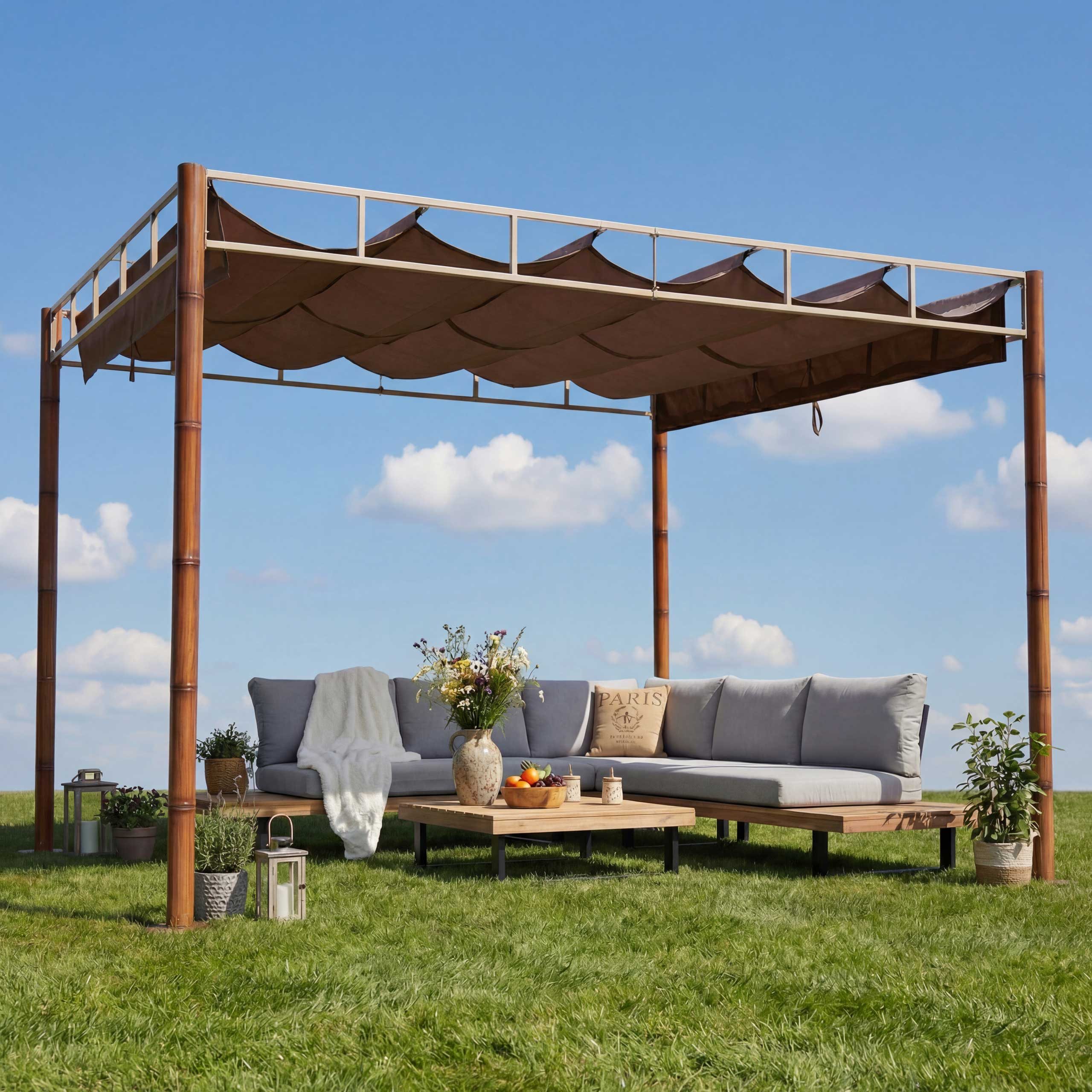MCW Pergola MCW-L42, BxTxH: 290x290x220 cm, Verstellbares, wasserabweisendes Dach mit PA-Beschichtung