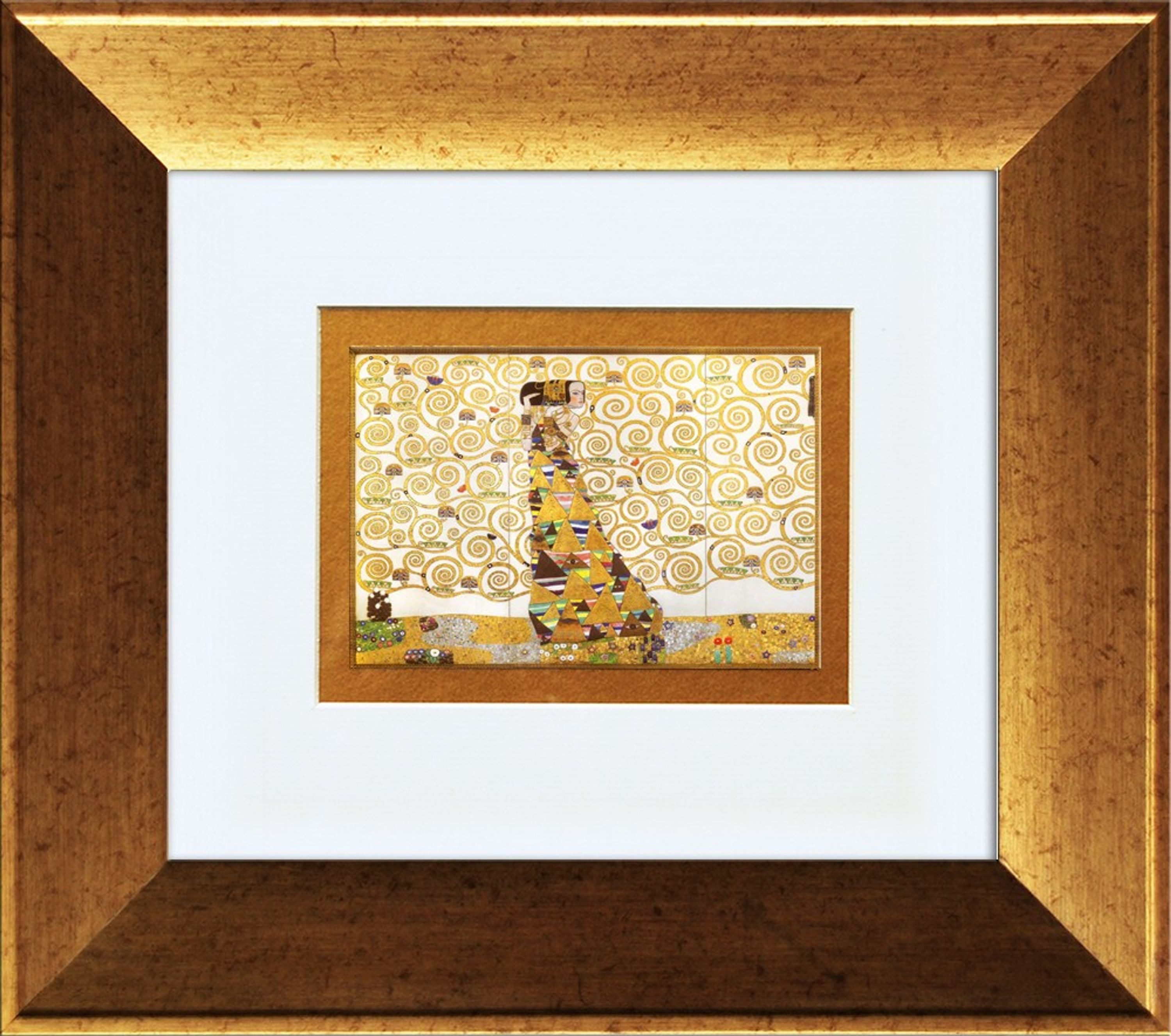 artissimo Bild mit Rahmen gerahmter Kunstdruck 41x36 cm / klassisches Wandbild, Gustav Klimt: The tree of life - Lebensbaum