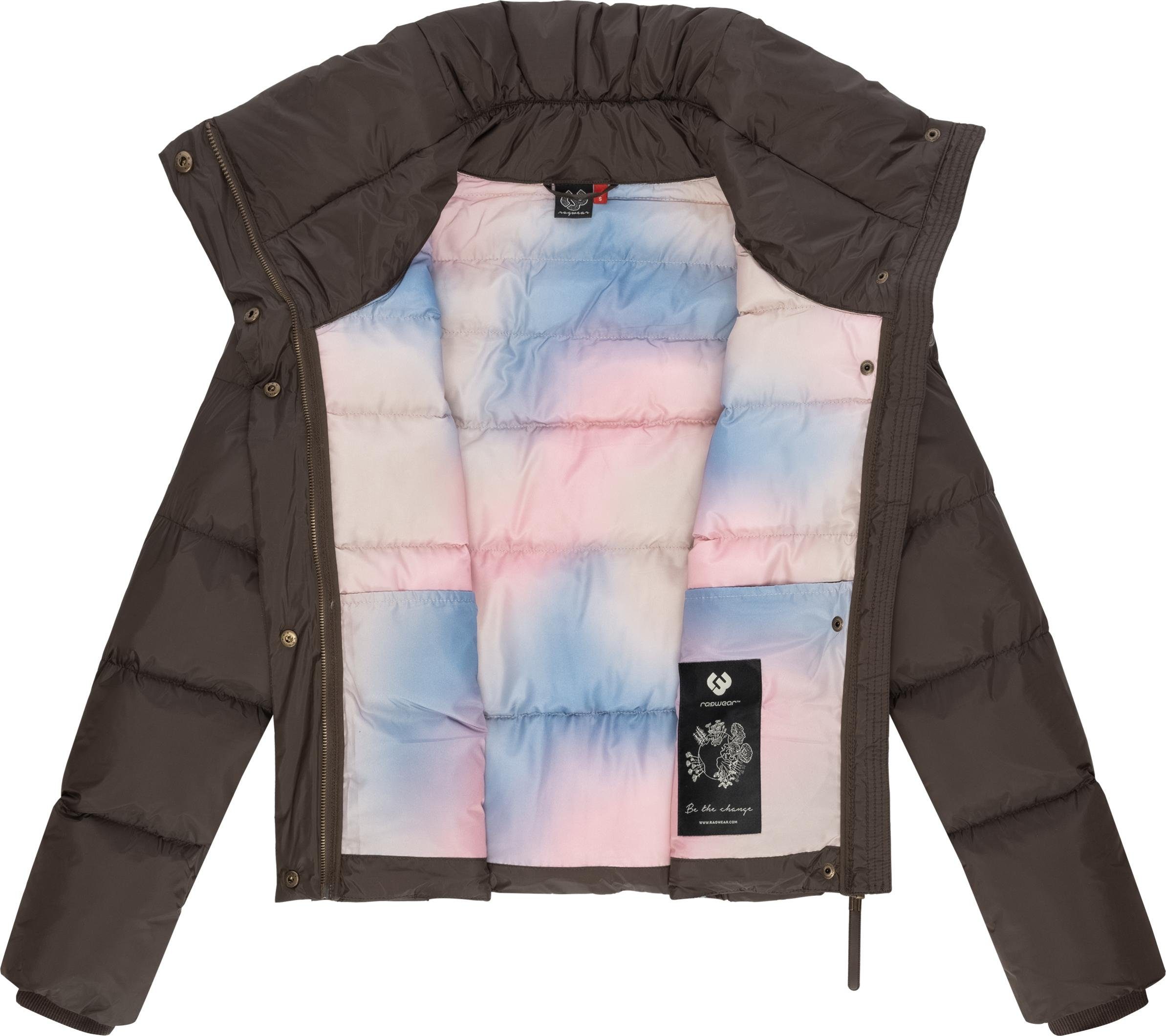 Lunis Ragwear Winter Kurzjacke Steppjacke dunkelbraun cropped stylische,