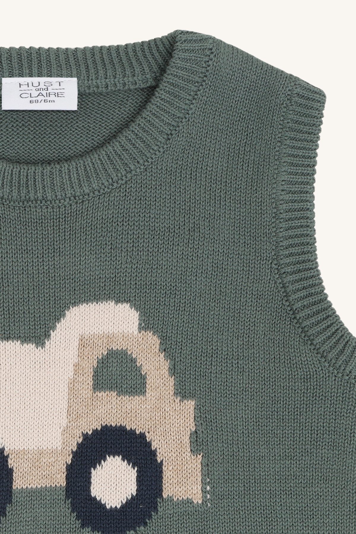 Hust & Claire Pullunder HCPerry Lorry (1-tlg) HCPerry Lorry Strickweste mit Fahrzeugmotiv – Balsam Green
