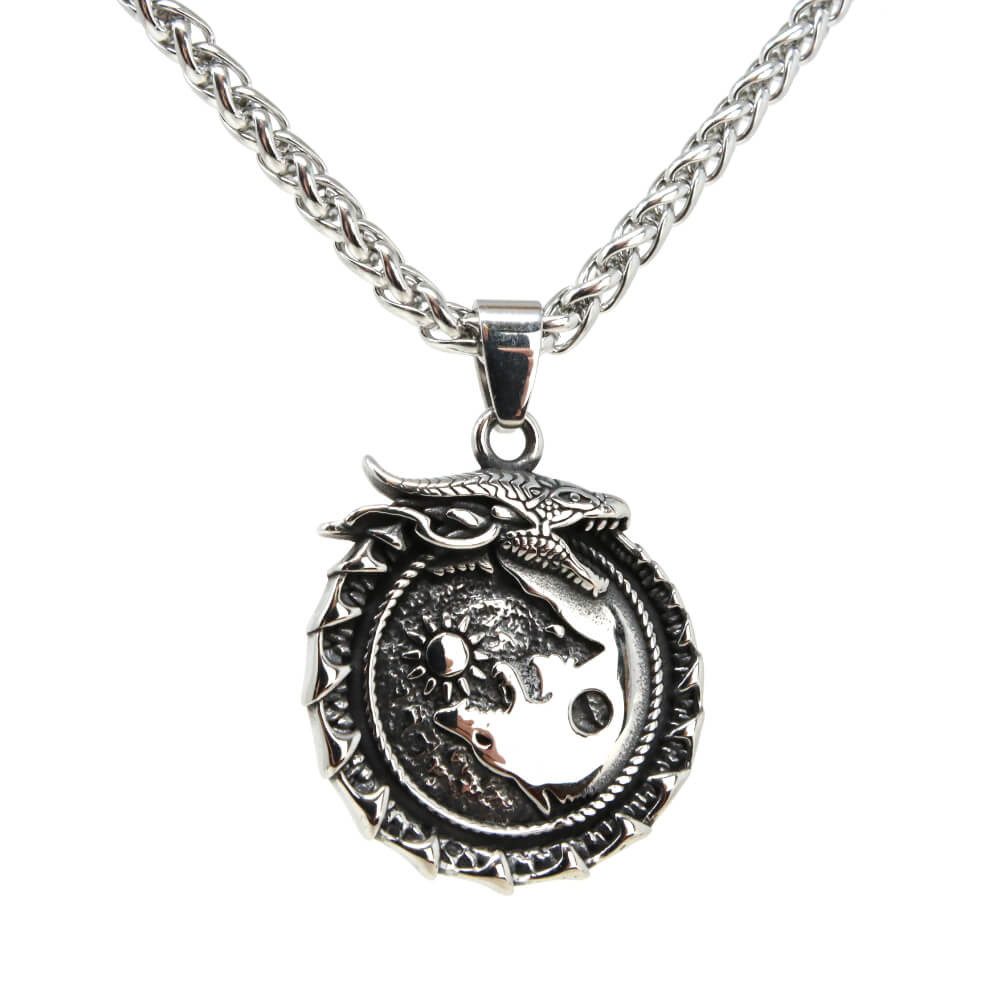 Kette mit Anhänger Lederkette Edelstahlkette 316L WIKINGER FENRIR