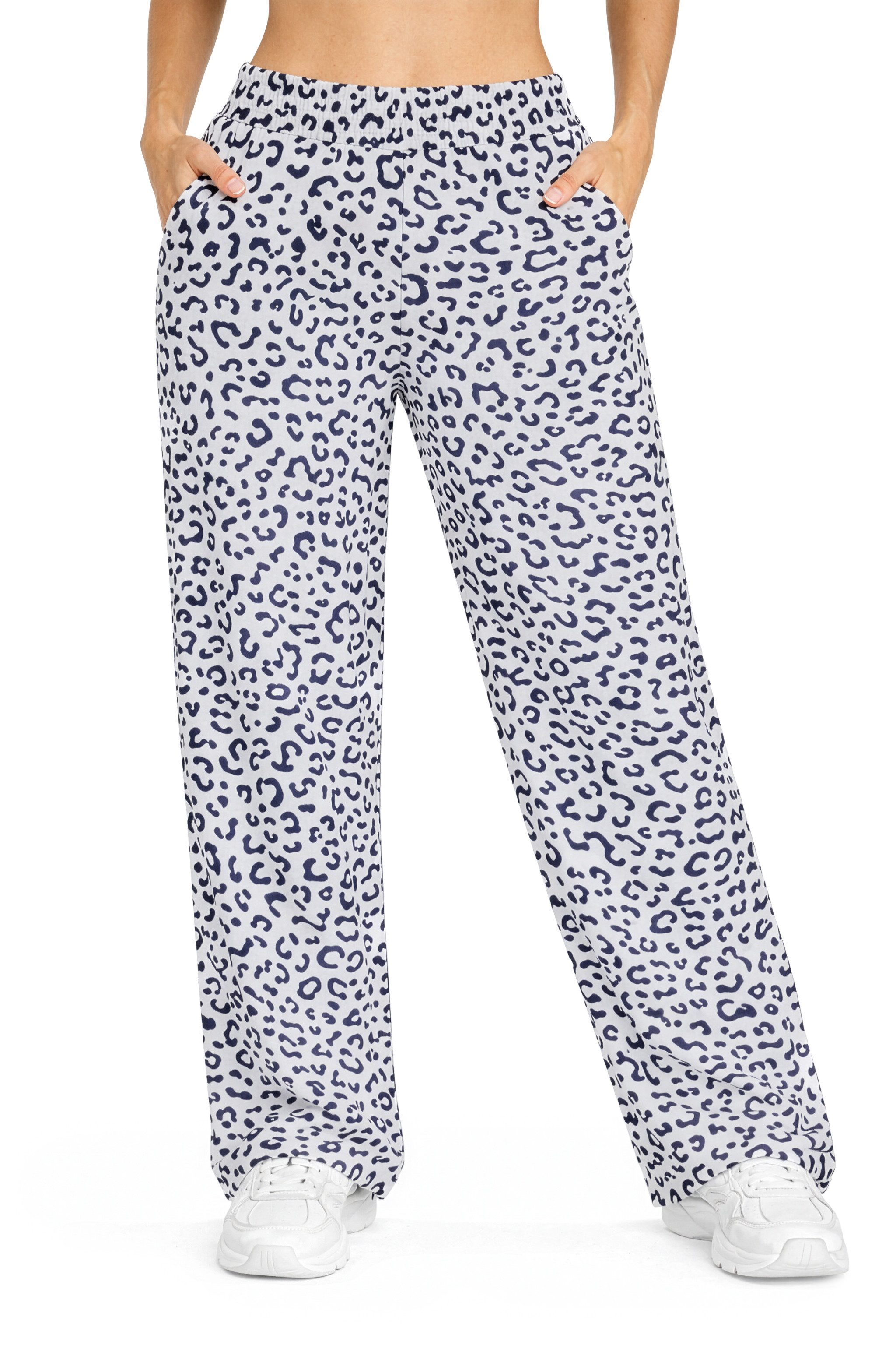 Smilodox Jogginghose Leora, Oversize Jogger Damen, Leo-Print Hose mit Tunnelzug & Taschen Leo-Print, Elastischer Bund, Verstellbare Beine, Seitentaschen