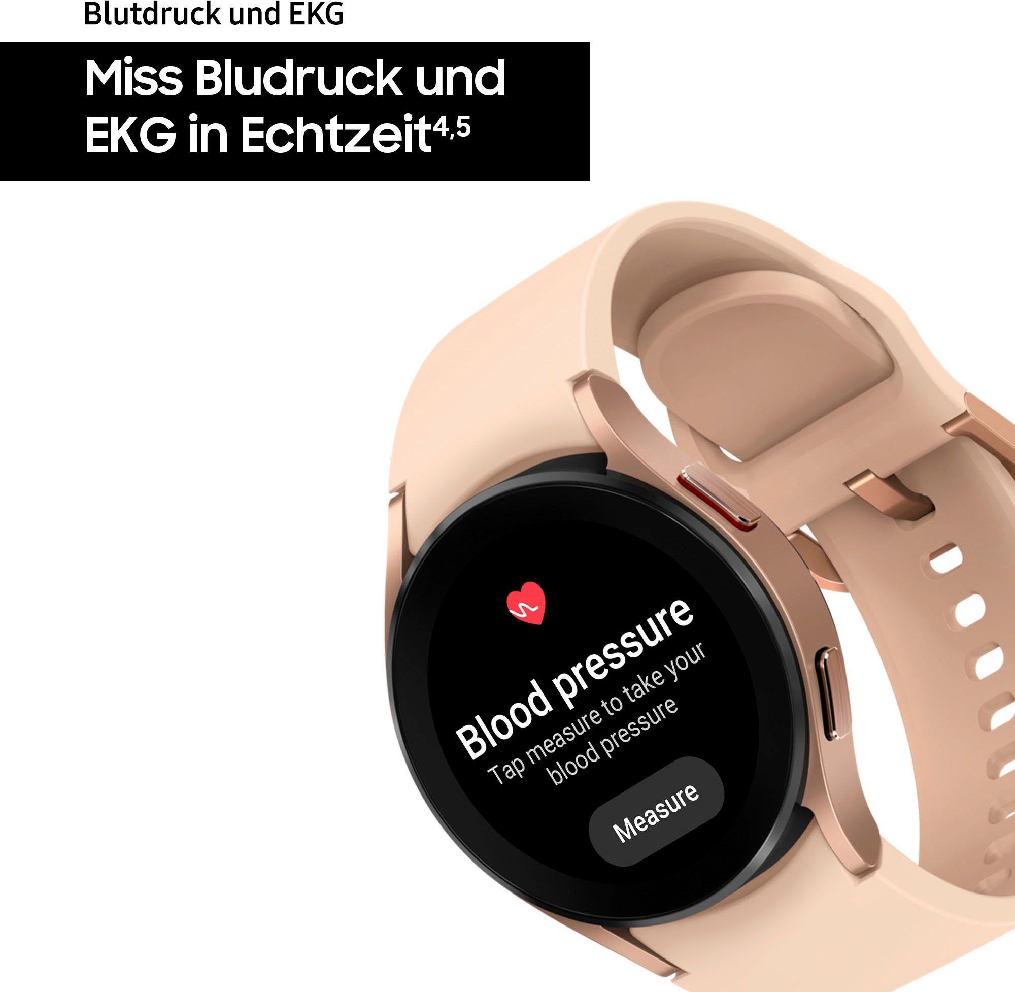 Samsung Galaxy Watch 4 44mm Wear Smartwatch Uhr, Fitness Silber OS LTE Fitness | Google), (1,4 Gesundheitsfunktionen Zoll, silber by Tracker
