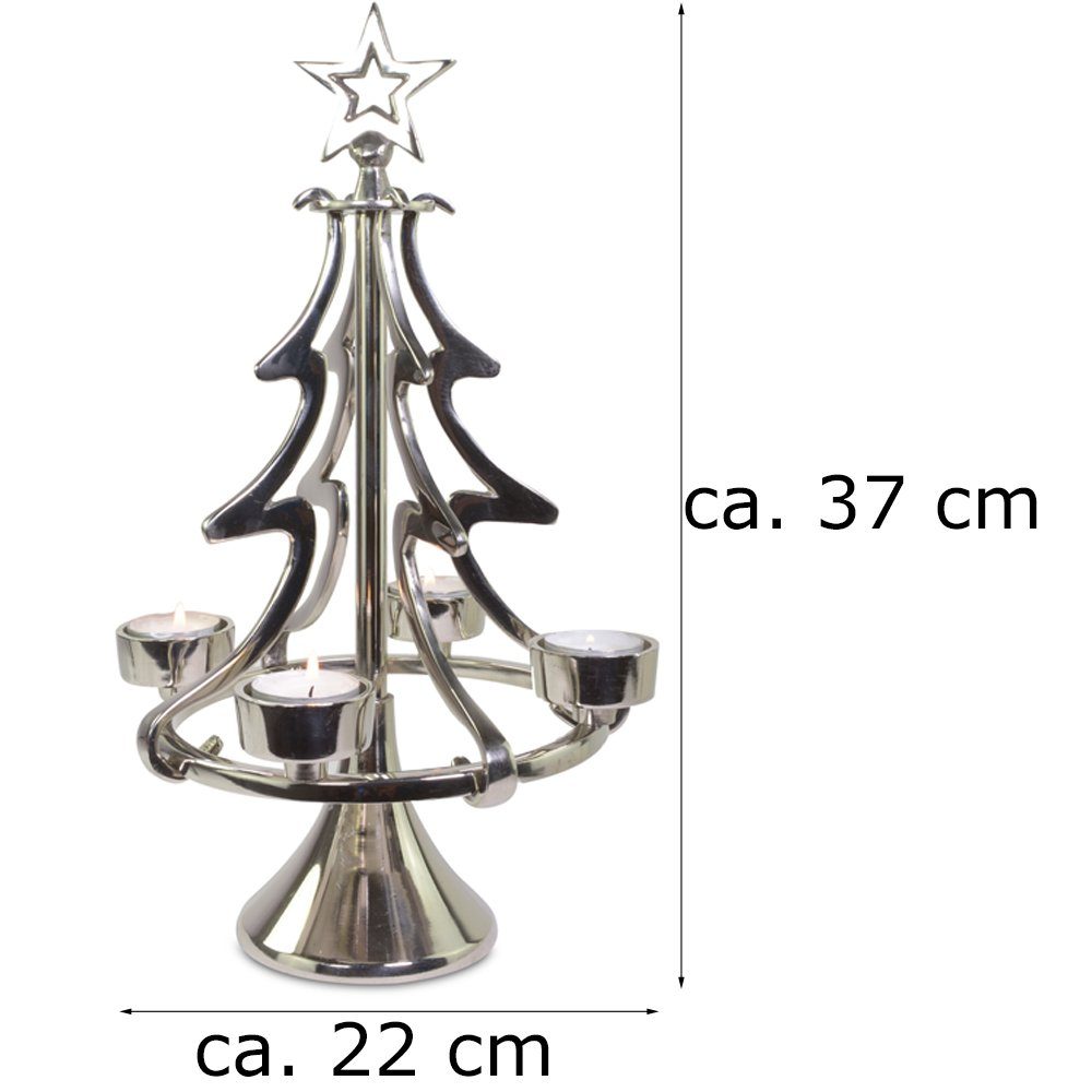 RIFFELMACHER & WEINBERGER Kerzenhalter Exklusiver Kerzenständer oder Metall Weihnachtsbaum Adventskranz - Gold Weihnachtsdekoration Silber Christbaum