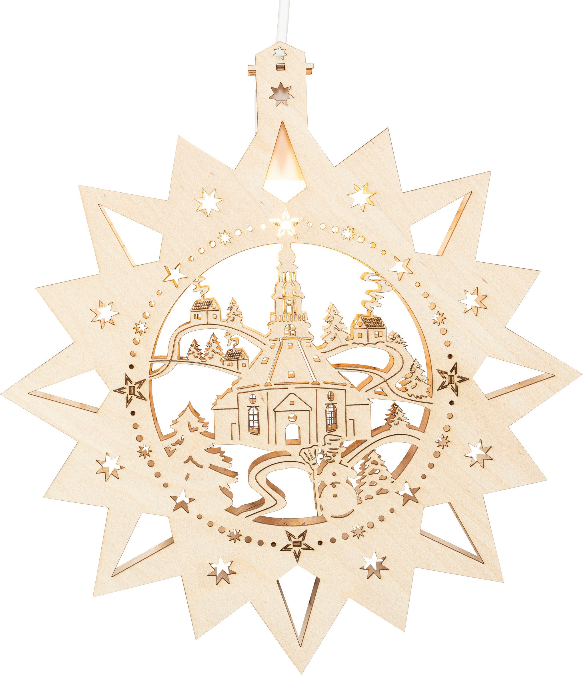 SAICO Original LED Fensterbild Seiffener Kirche, inkl. LED-Leuchtmittel, warmweiß, LED wechselbar, BxHxT: 30x32,5x4,5 cm