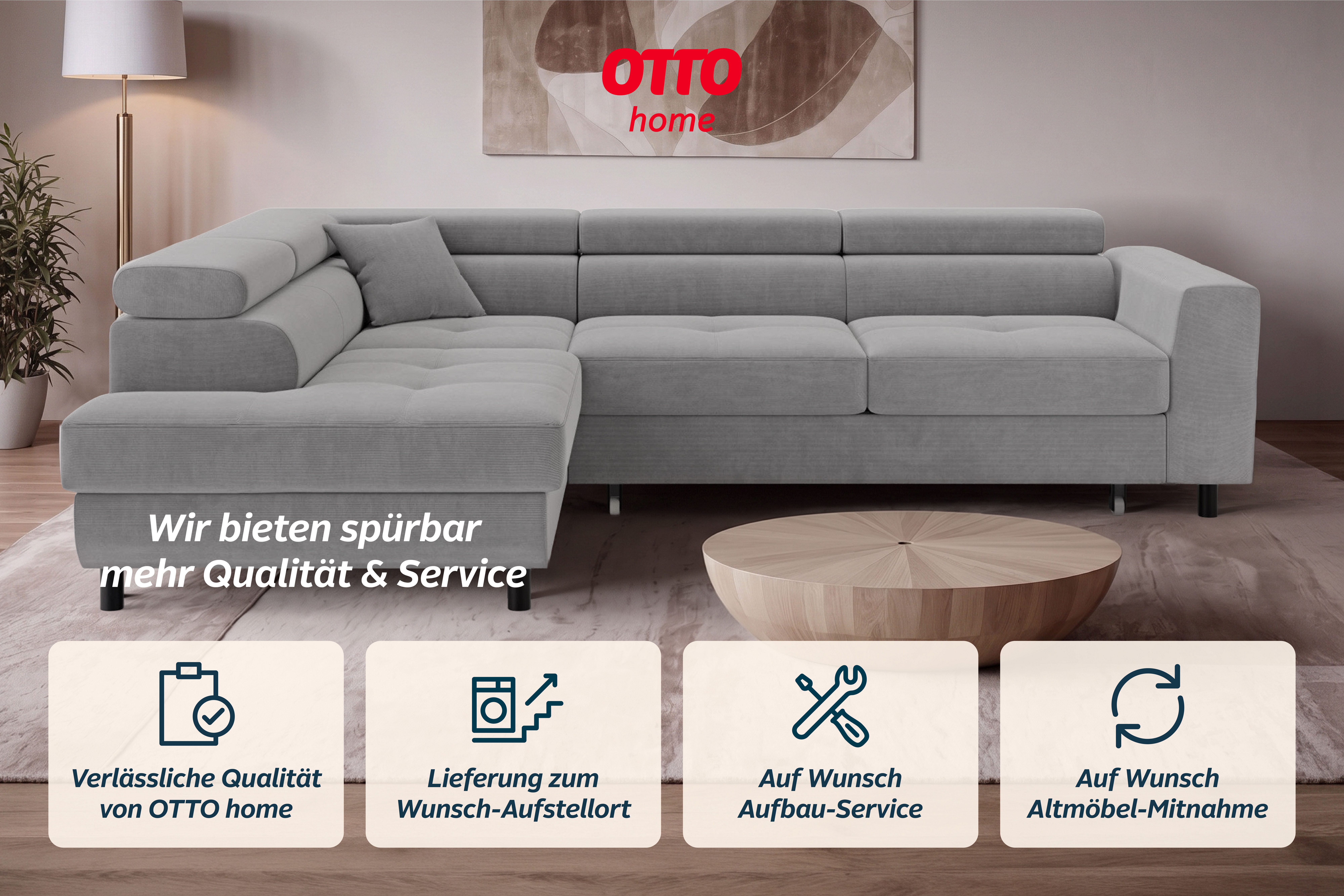 OTTO home Ecksofa AADEN Schlafsofa 254 cm - OTTO. Verlässliche Qualität., mit Bettfunktion, Bettkasten, Kopfstützen, rechts/links bestellbar – Bild 5 von 5