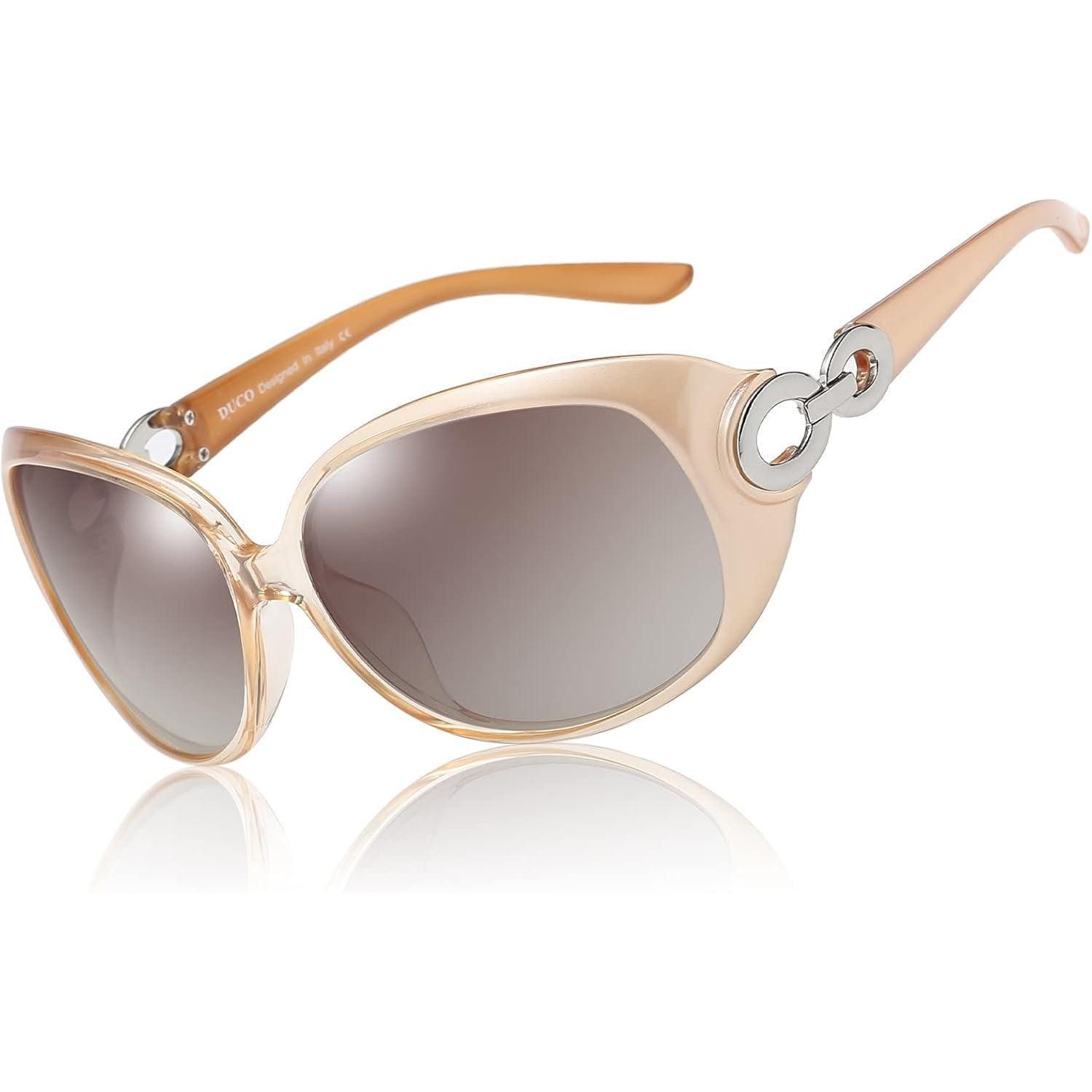 LuxusKollektion Retrosonnenbrille Sonnenbrille Damen Polarisiert Übergroß UV Schutz 1220 Champagner