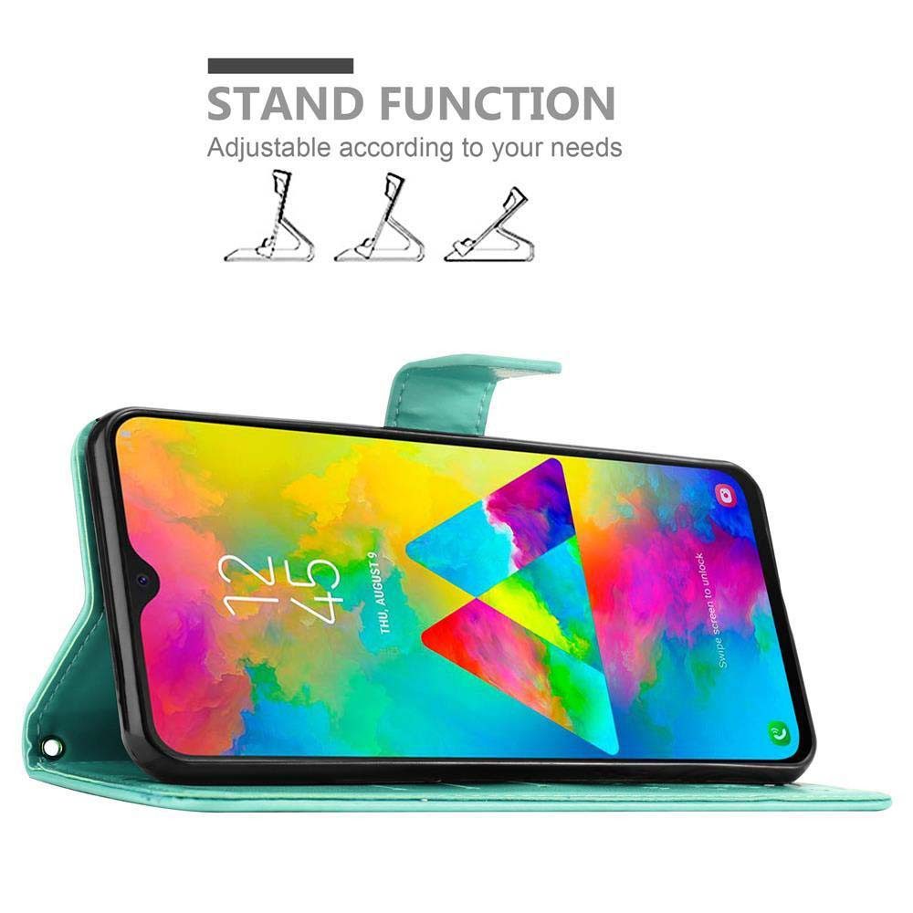 Cadorabo Handyhülle für Samsung Galaxy M20 Hülle Samsung Galaxy M20, Hülle Schutzhülle Blumen Flower mit Standfunktion Kartenfach Magnet