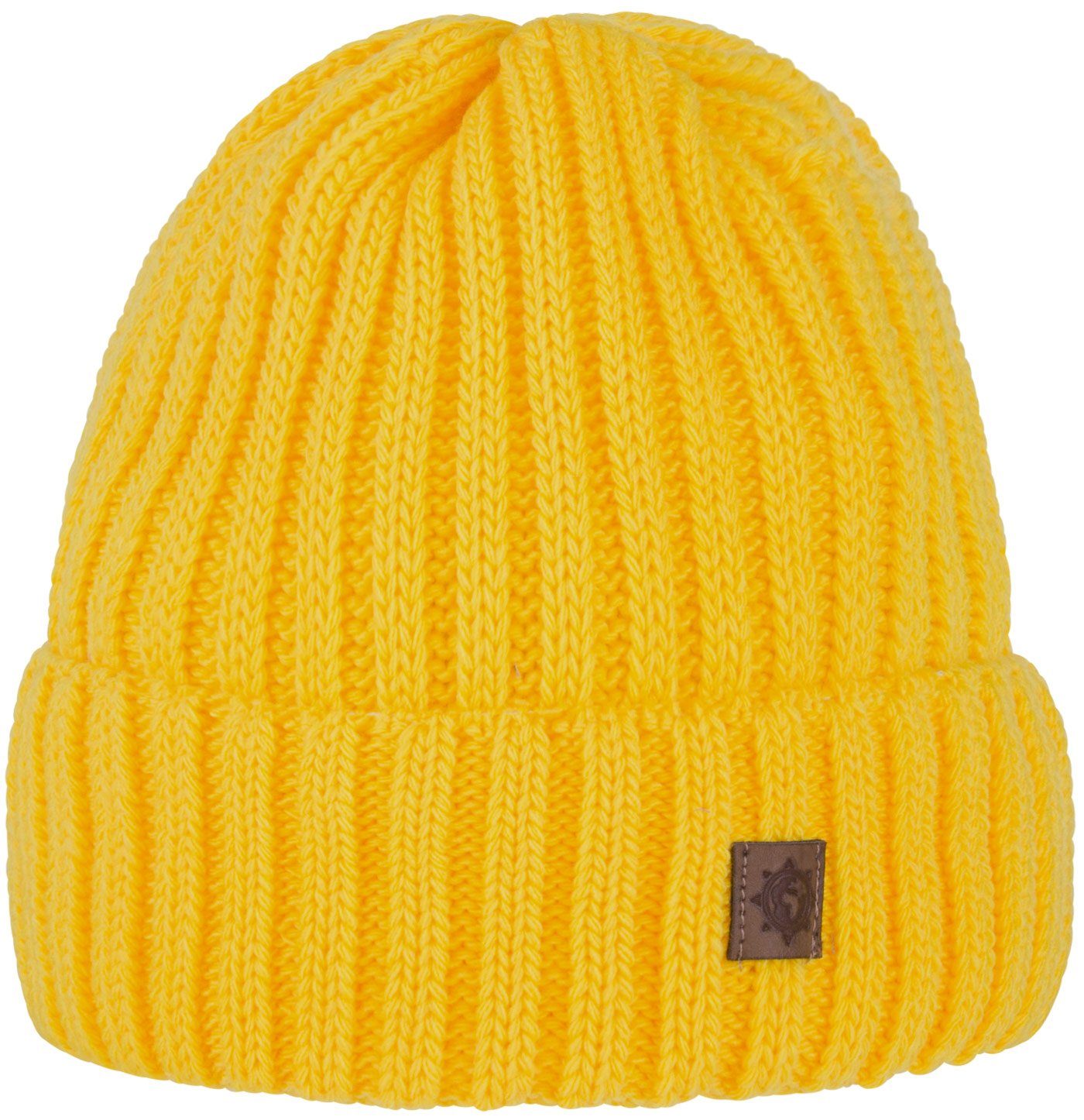 Kindermütze Beanie Jungen Strickmütze Wintermütze (1-St) gelb 2-10 compagno Strickmütze Mädchen Jahre