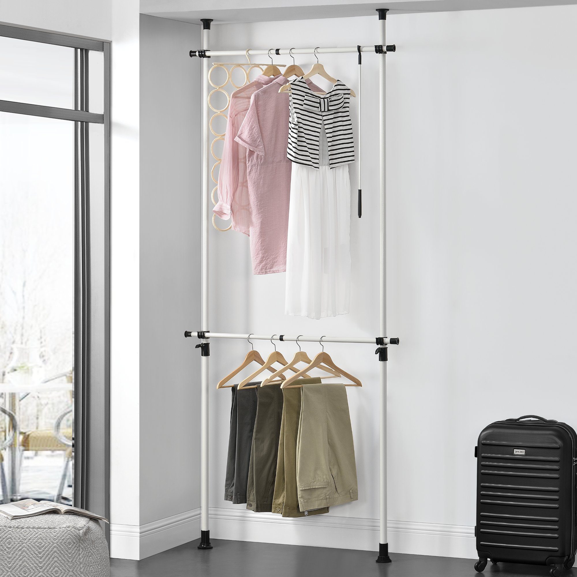 en.casa Kleiderständer, »Rigolet« Teleskop Kleiderstange mit 2 Kleiderstang günstig online kaufen