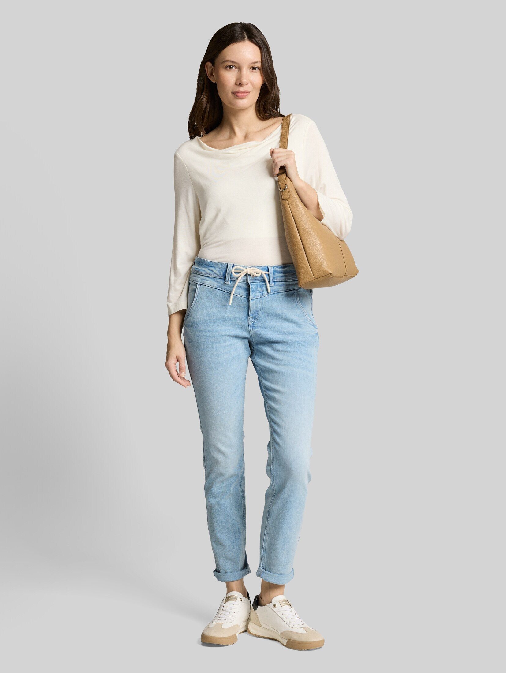 TOM TAILOR Tapered-fit-Jeans Jeanshosen TTMAYA TAPERED Stretch Jeans mit Kordelzug