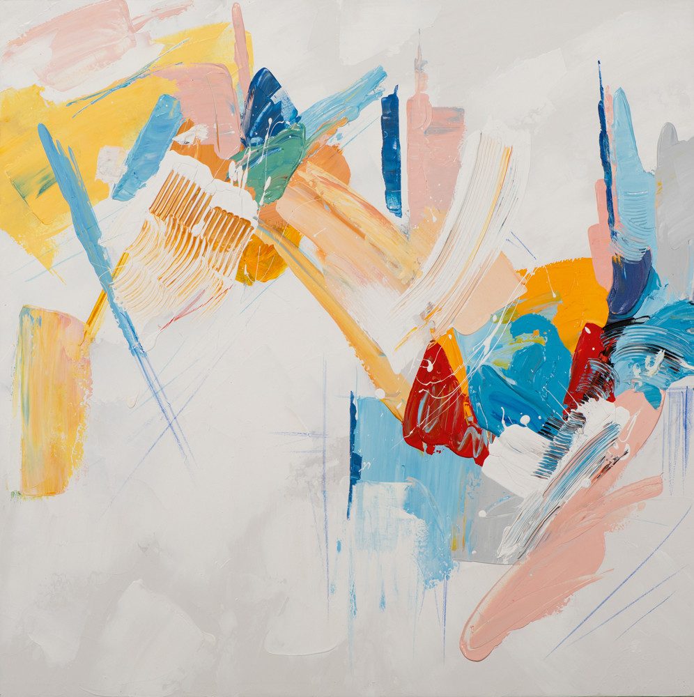 ArtUniverse Gemälde Leinwandbild Tanz der Farben 100 x 100 cm, Abstrakt