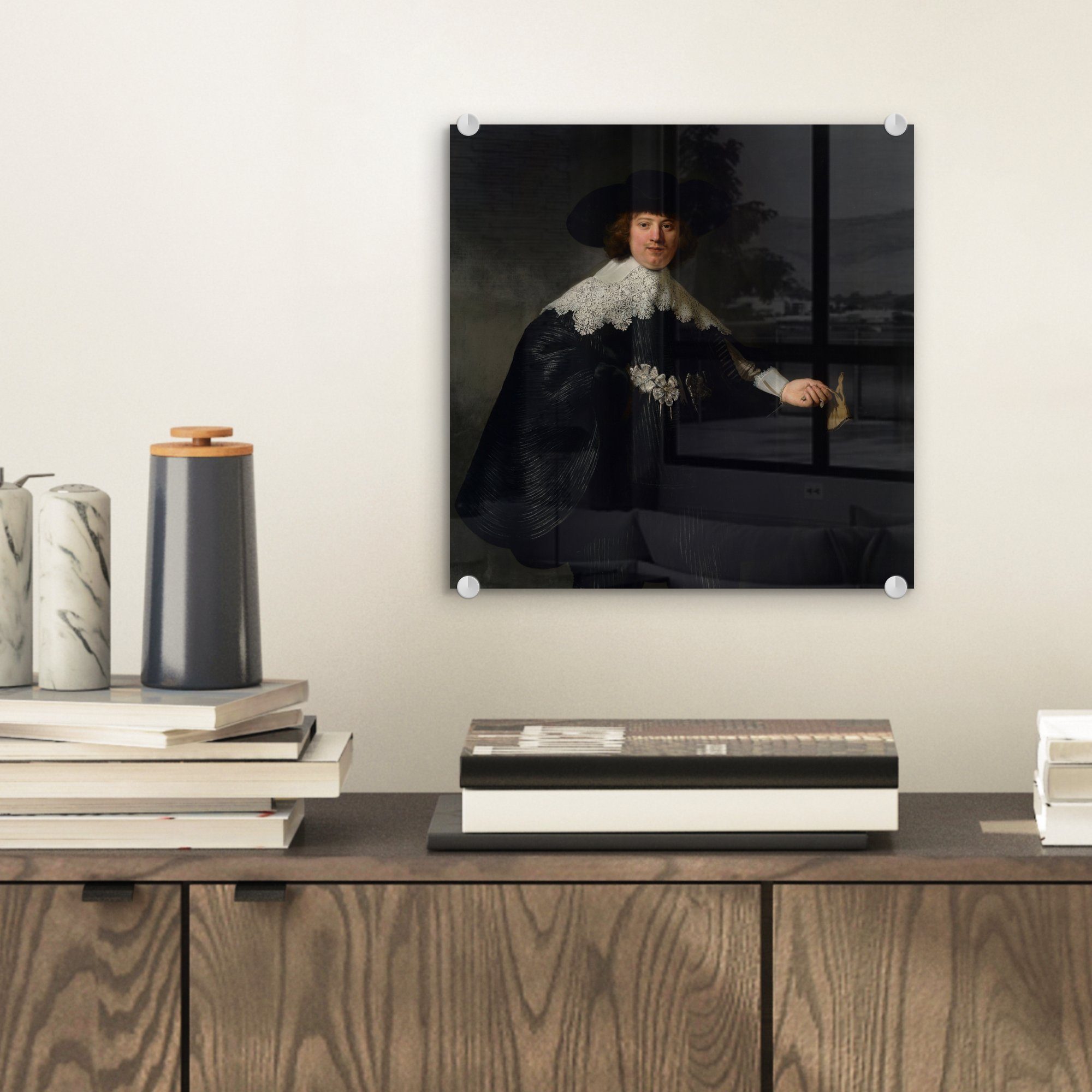 MuchoWow Acrylglasbild Das Hochzeitsbildnis Rembrandt von St), Rijn, Wandbild Foto Bilder (1 auf Glas - - Soolmans auf bunt Glas - - van Wanddekoration Glasbilder Marten